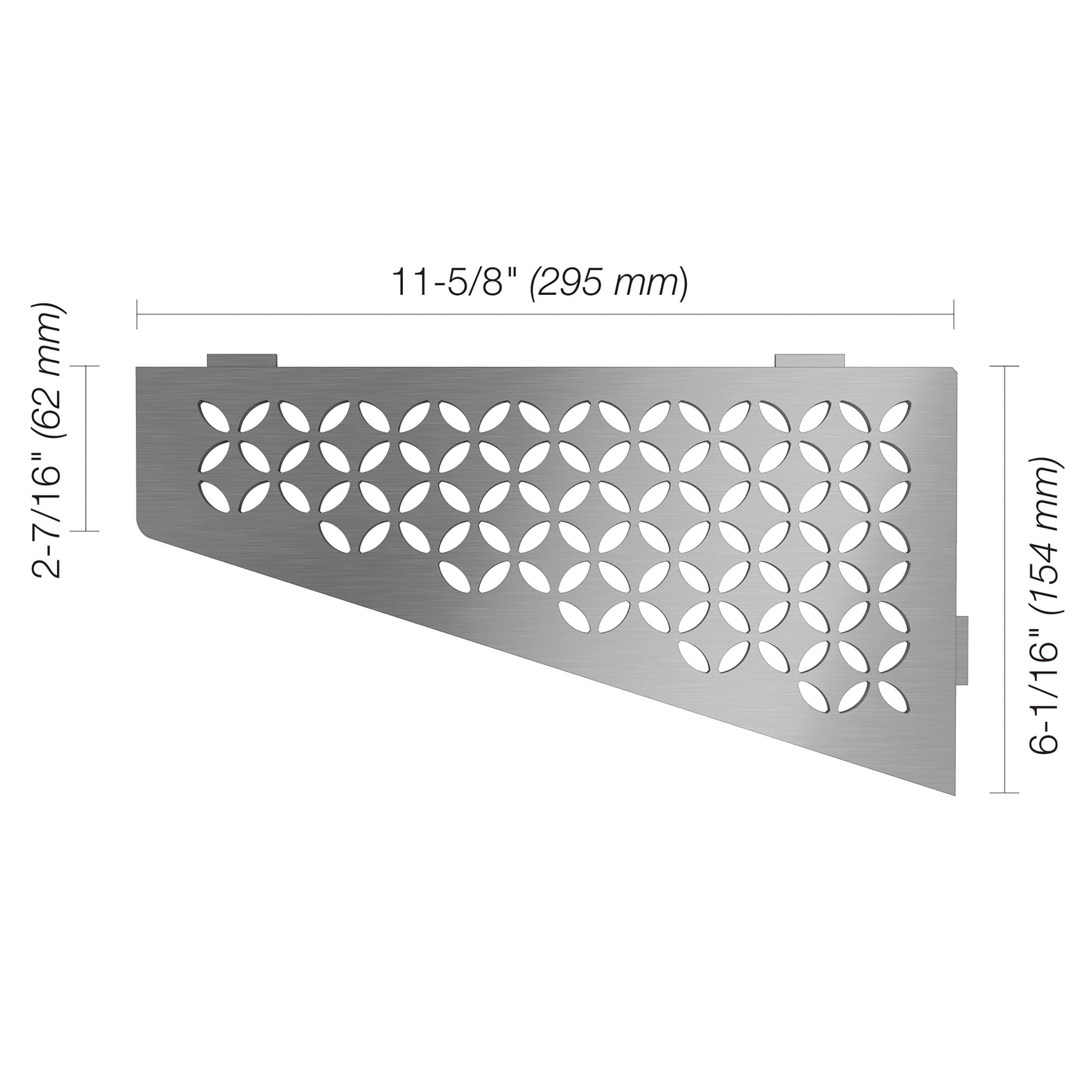 Schluter Shelf Quadrilat Corner Floral Brush Stainless Steel