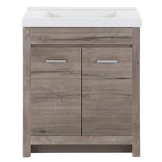 Chicago 30 in. White Washed Walnut Vanity with Arctic Fall Quartz Top ...