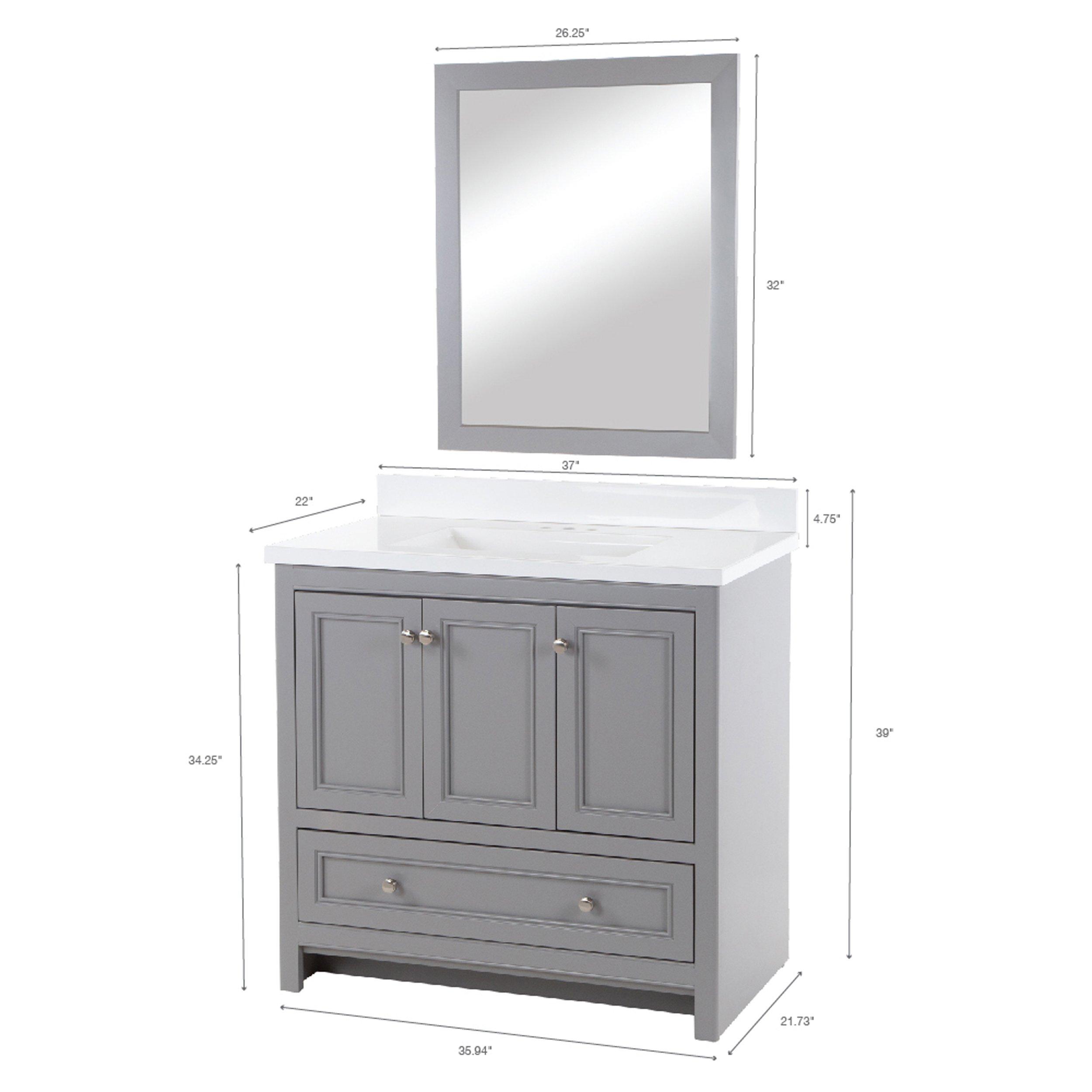Sutherland 36 In Vanity Floor And Decor, What Size Mirror For 37 Inch Vanity