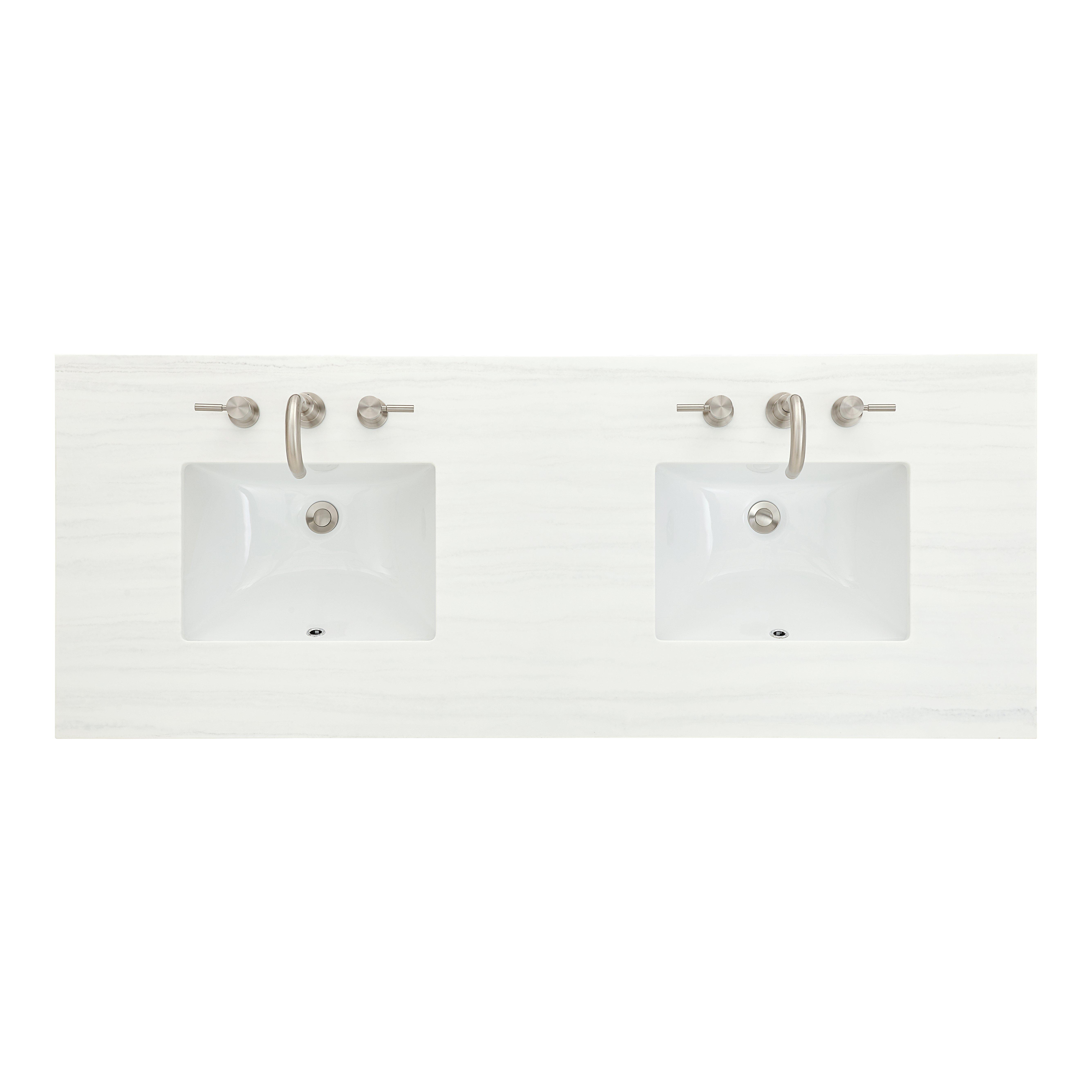 Brittany 48 in. Bright White Vanity with Arctic Fall Solid Surface Top