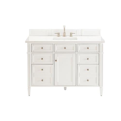 Brittany 48 In Bright White Vanity, 48 White Vanity With Black Top