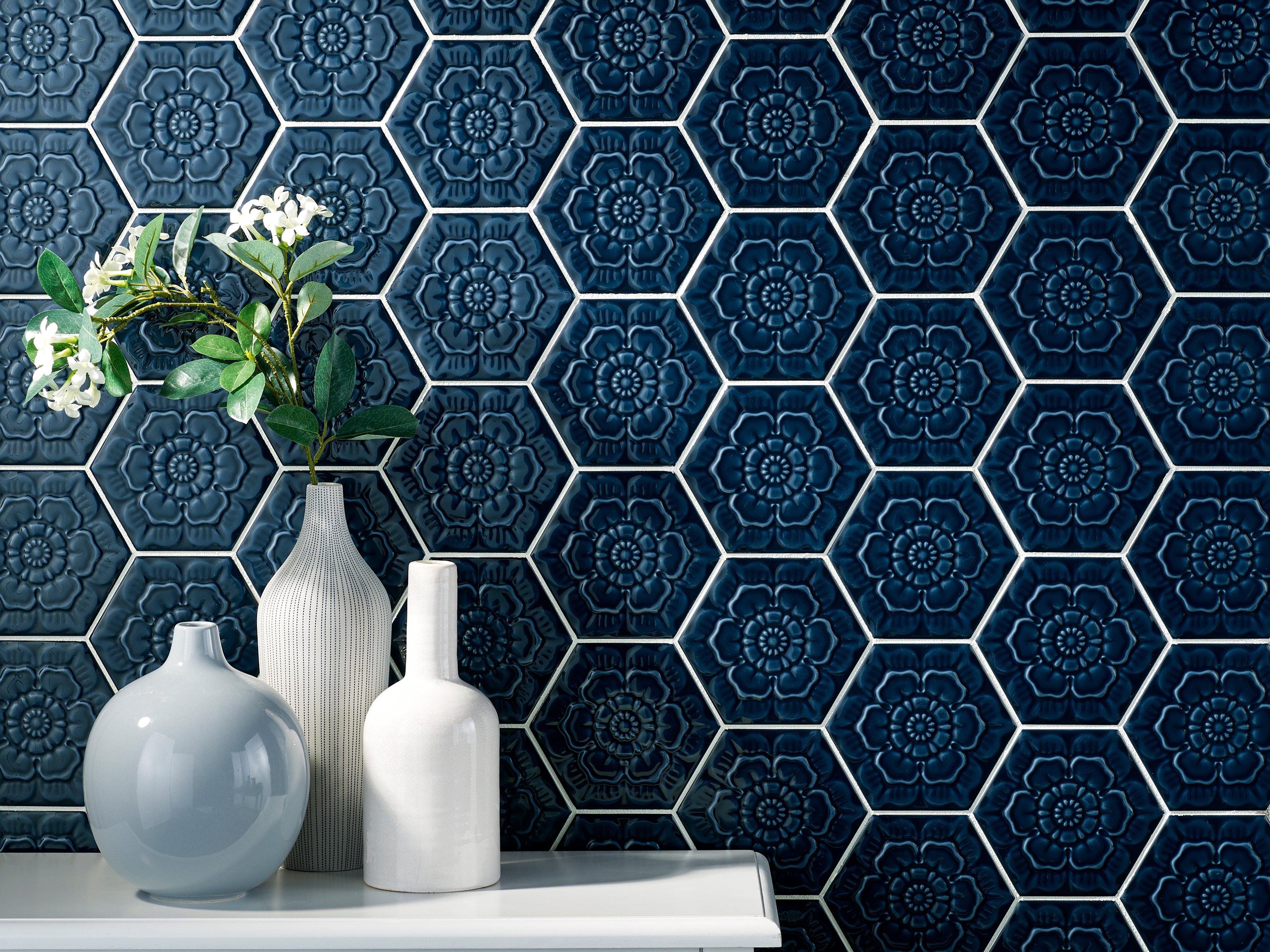 Gashira Indigo Hexagon Ceramic Tile