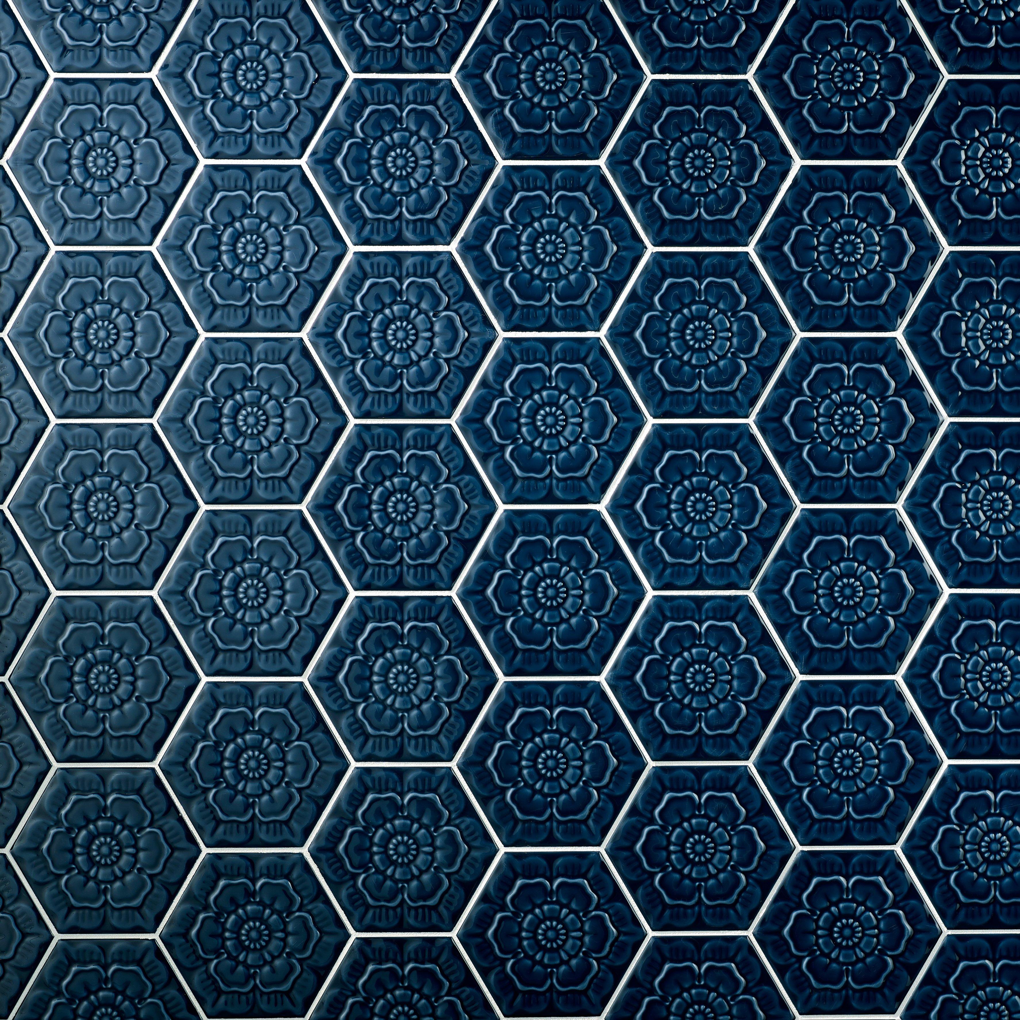 Gashira Indigo Hexagon Ceramic Tile