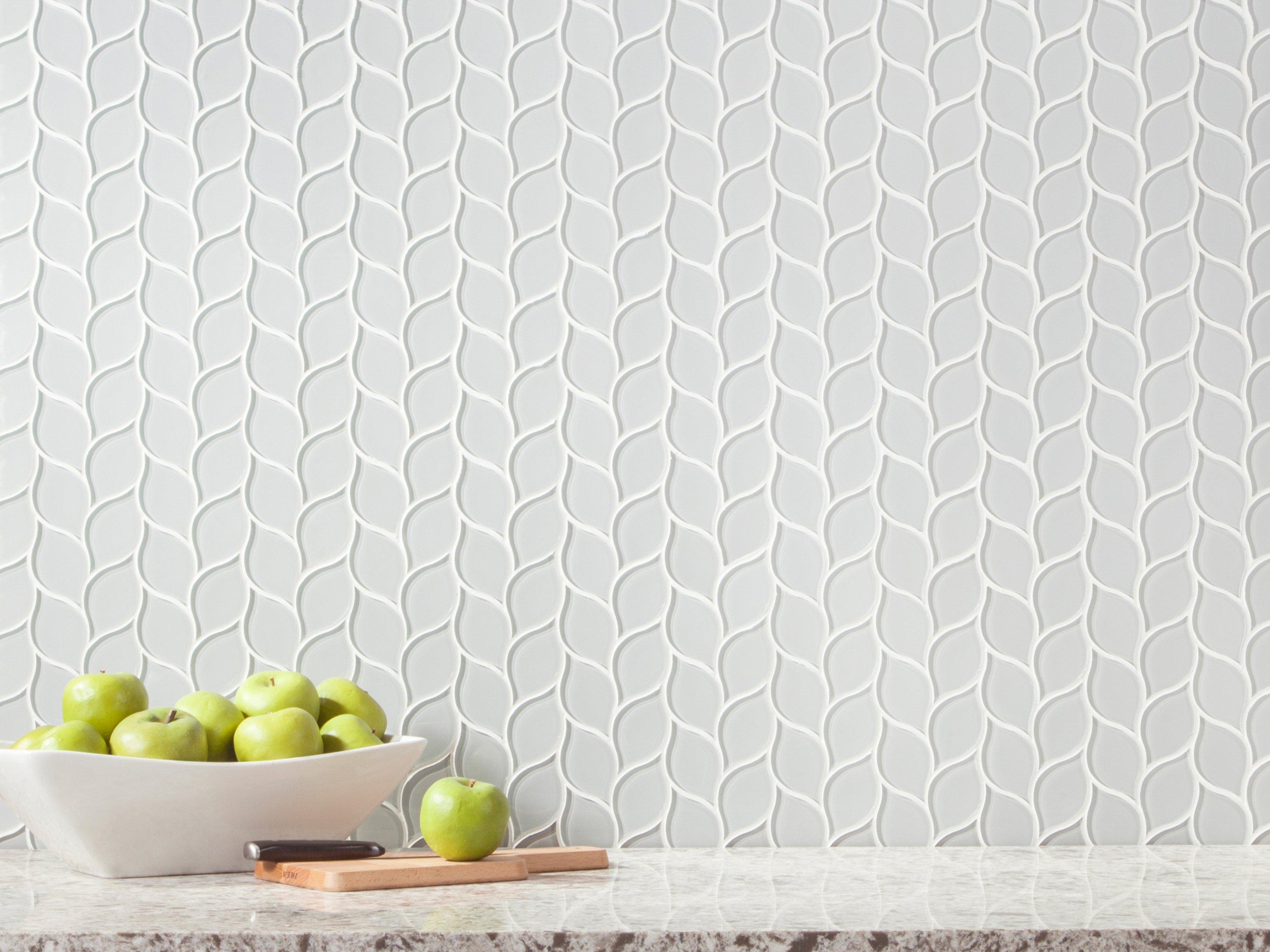 Winter Cloud Leaf Polished Glass Mosaic