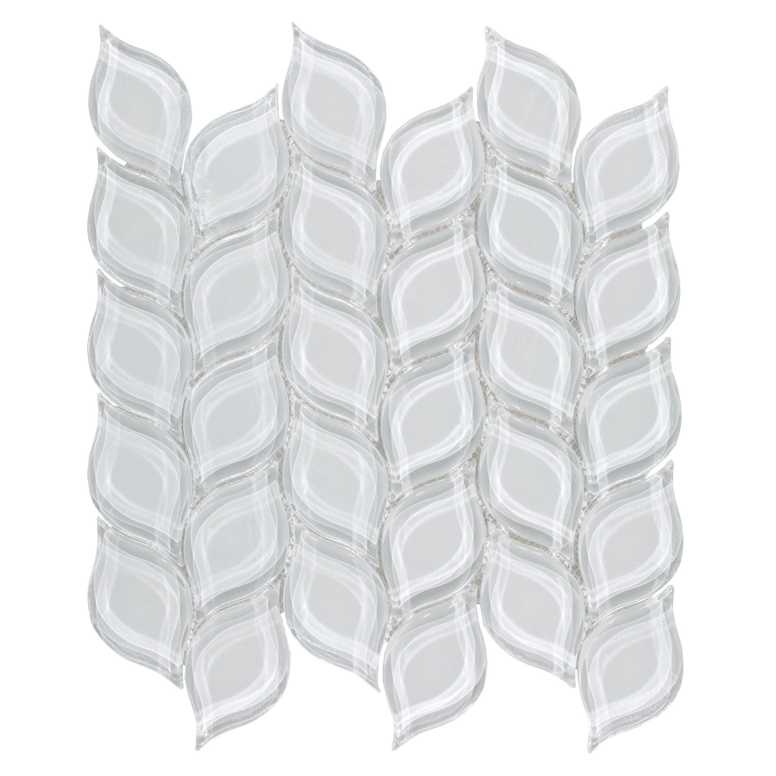 Winter Cloud Leaf Polished Glass Mosaic