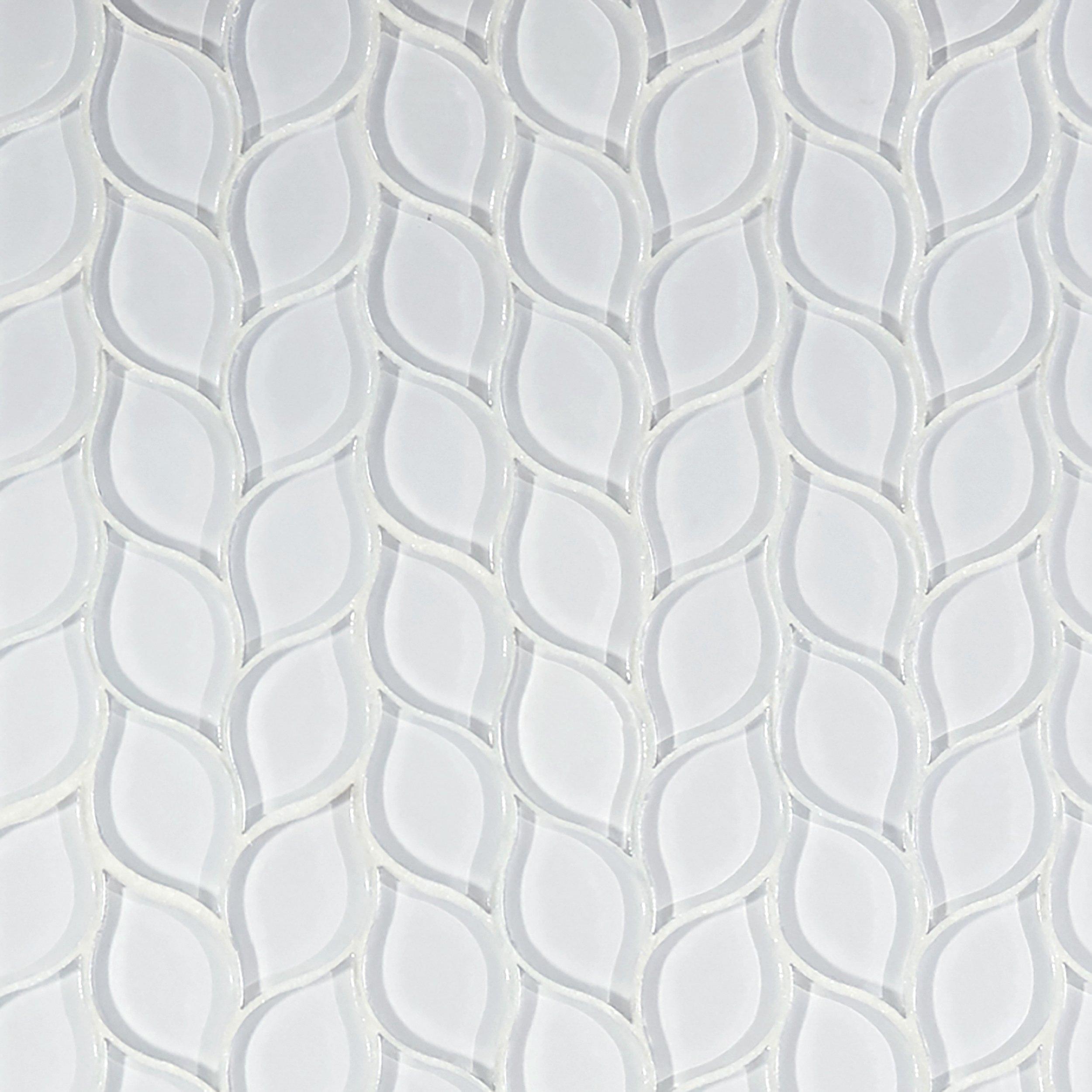 Winter Cloud Leaf Polished Glass Mosaic