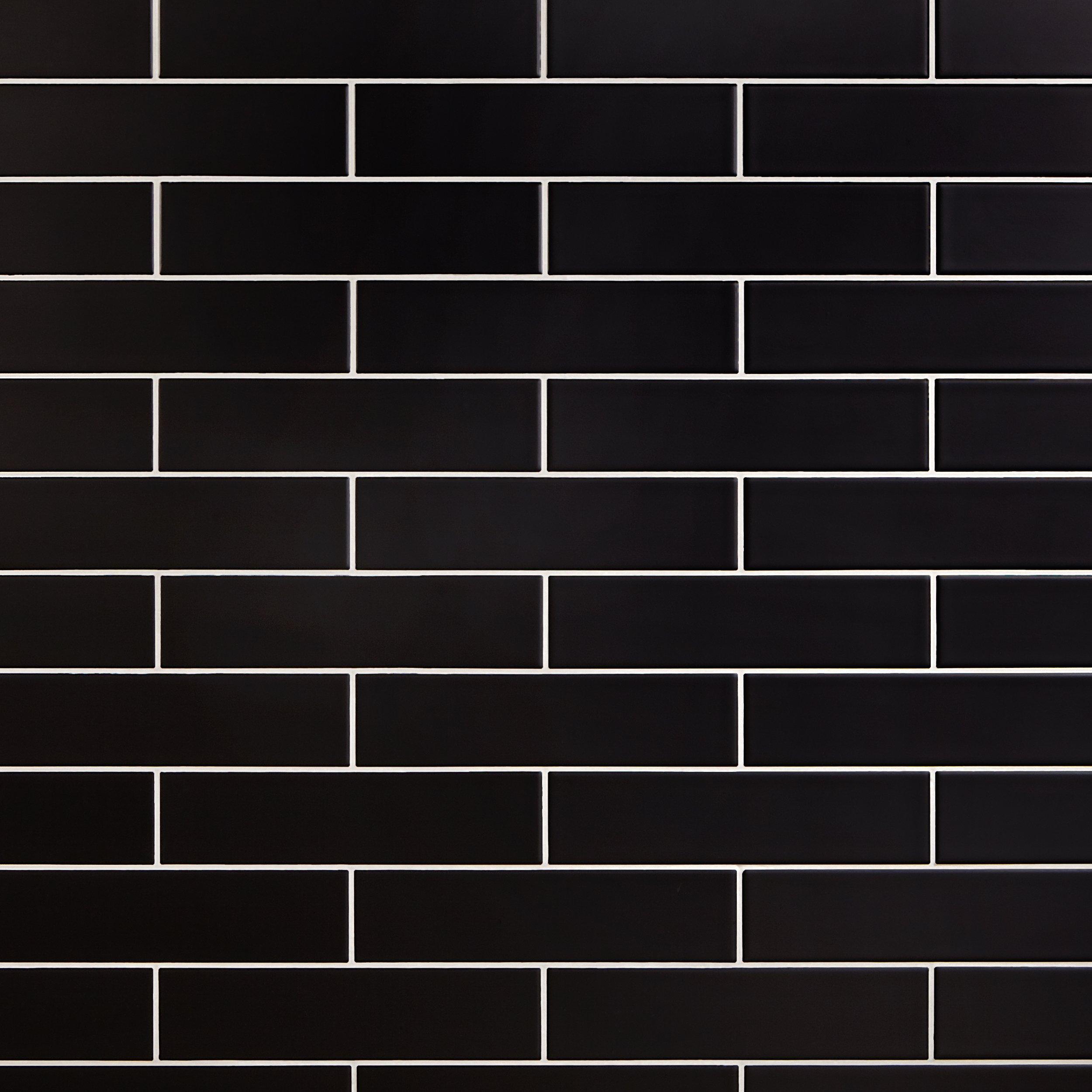 Vetor de Black glossy brick wall with ceramic rectangle tiles