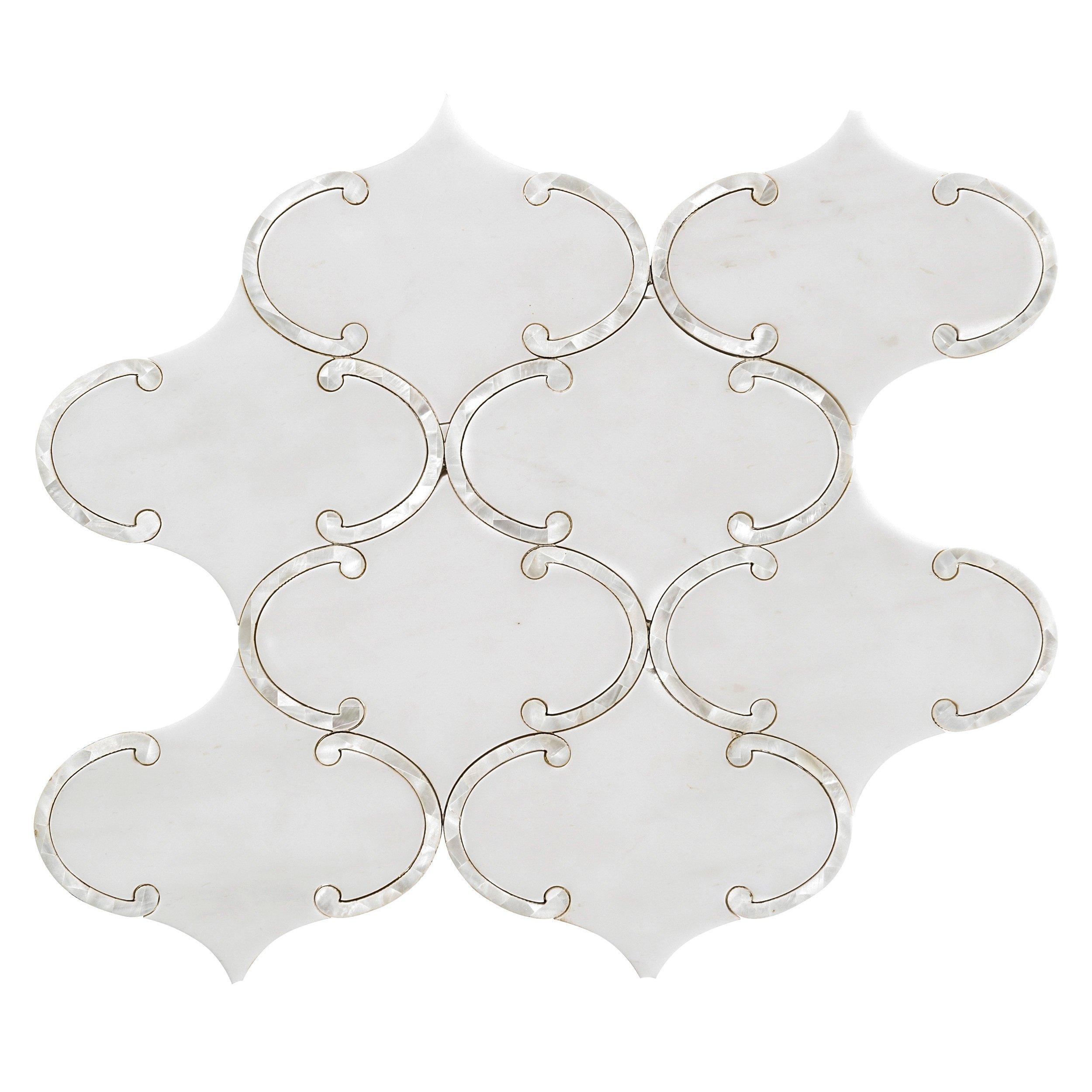Aphrodite Dolomite Mother of Pearl Waterjet Marble Mosaic