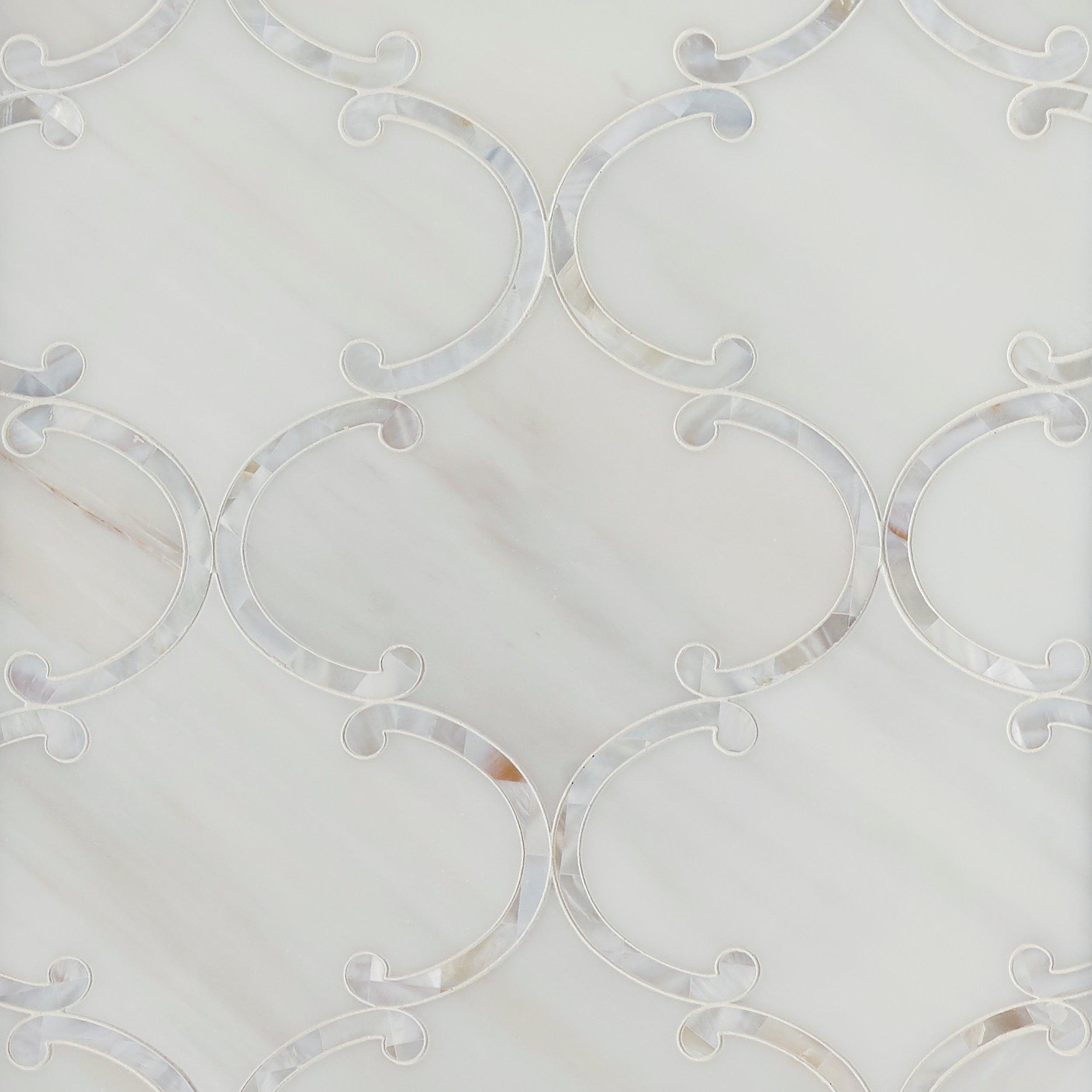 Pearl Ribbon White Marble & Mother Of Pearl Waterjet Mosaic Tile