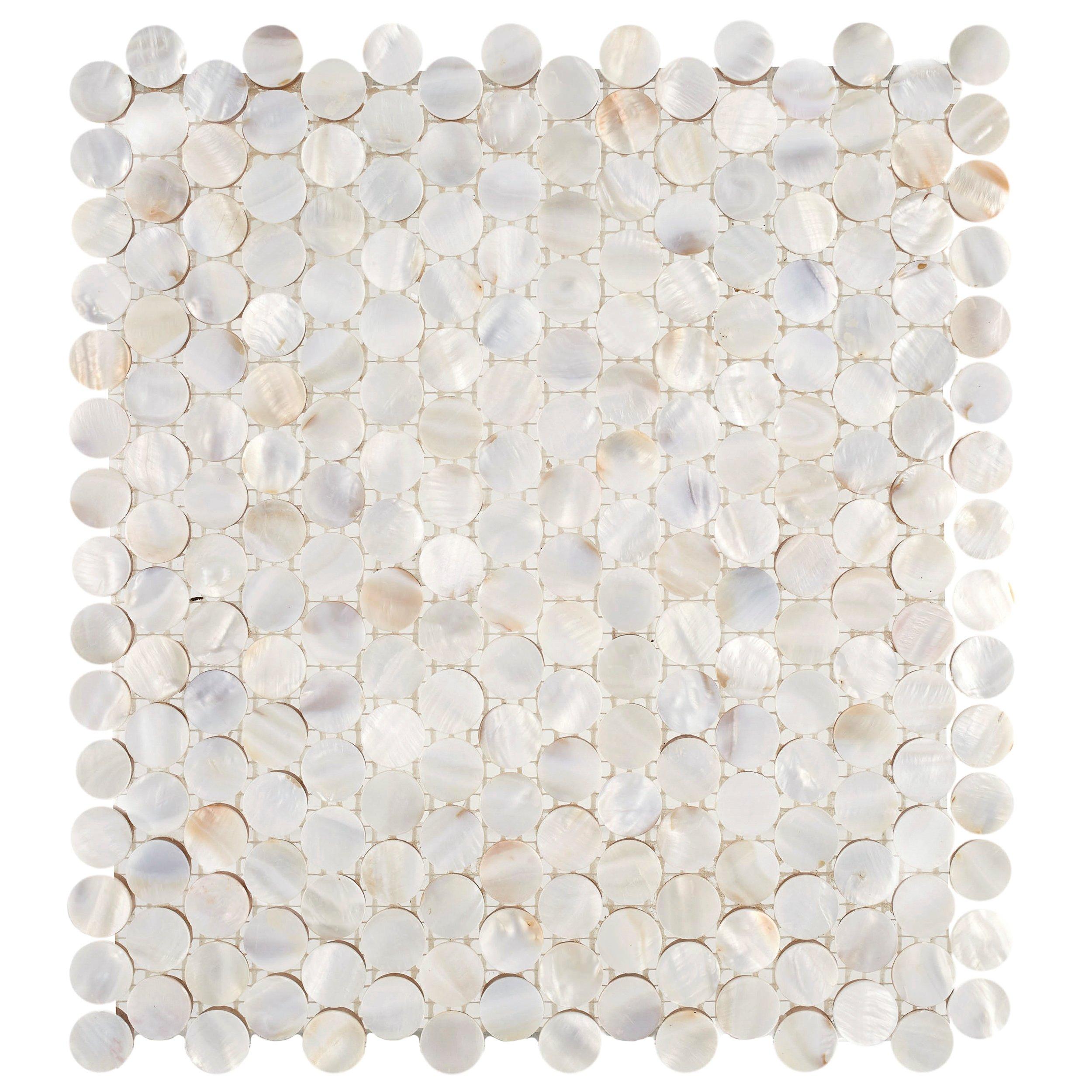 Mother Of Pearl Ii Marble Penny Mosaic, Penny Round Tile Floor And Decor
