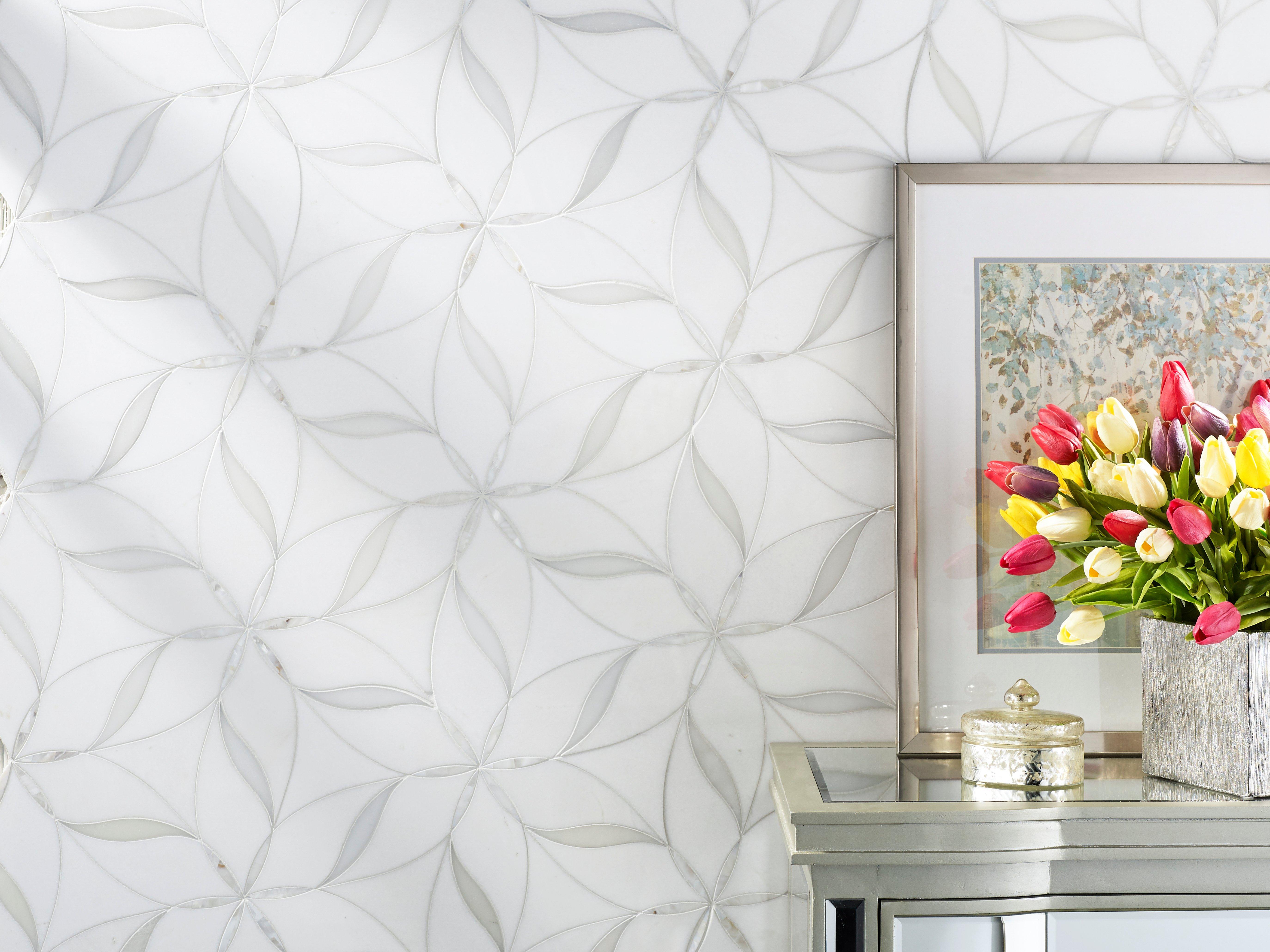 Leilani Thassos Mother of Pearl Waterjet Marble Mosaic