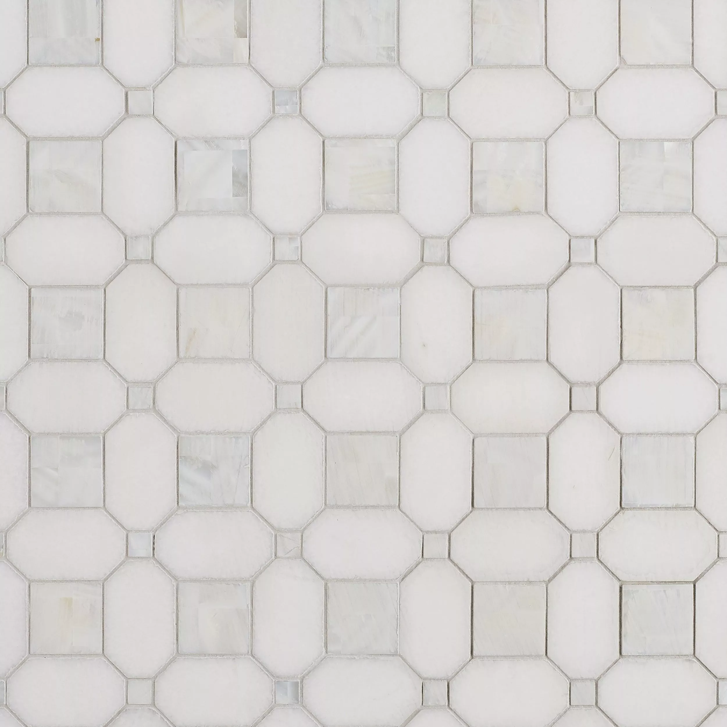 Thassos and Mother of Pearl II Basket Weave Marble Mosaic | Floor and Decor