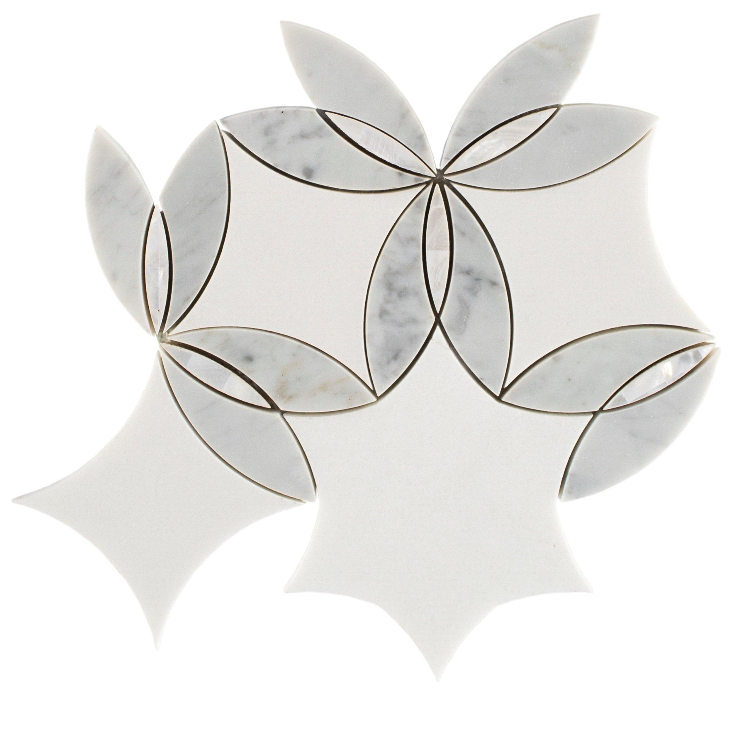 Dahlia II Thassos Mother of Pearl Waterjet Mosaic | Floor and Decor