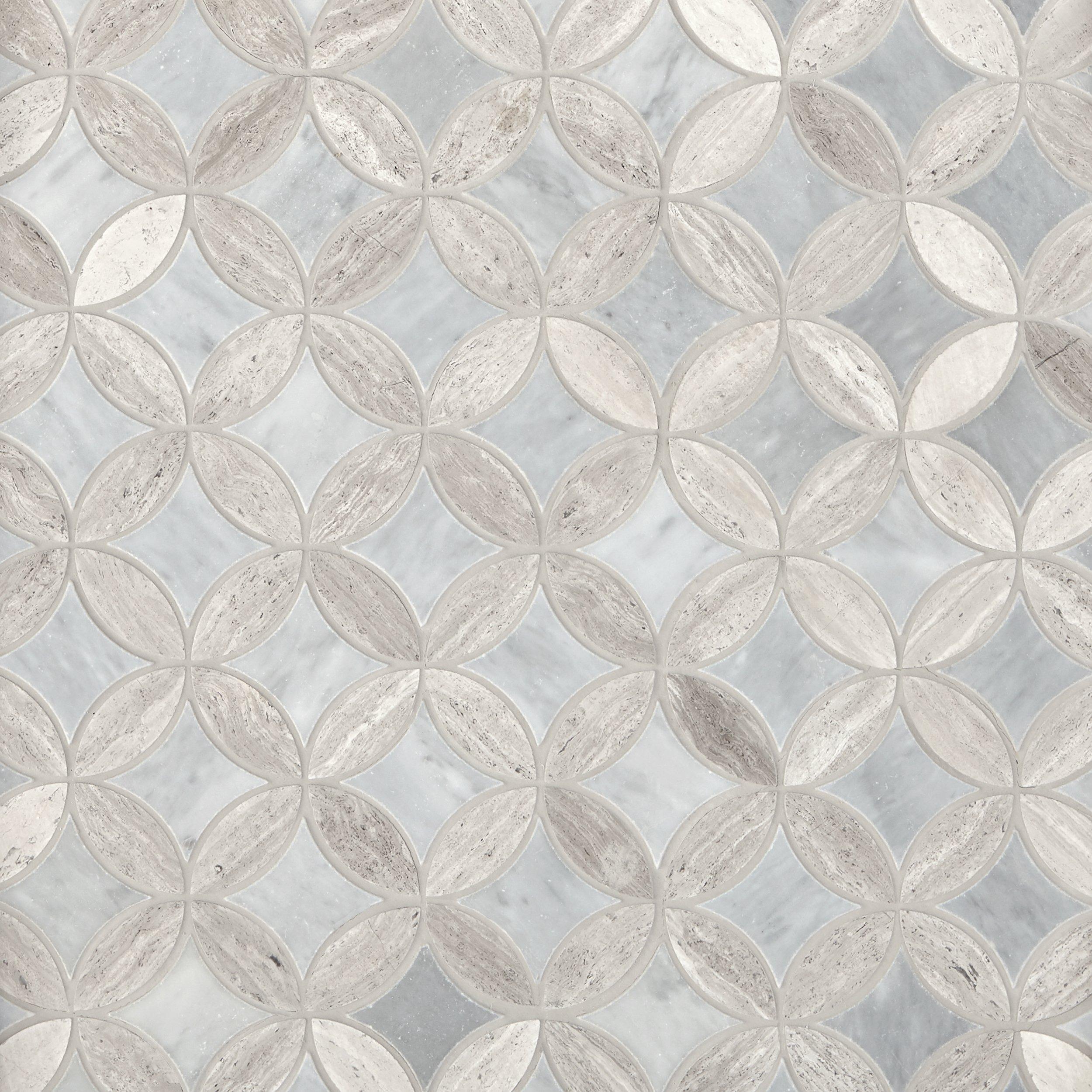 Valentino Bardiglio Tulip II Polished Marble Mosaic