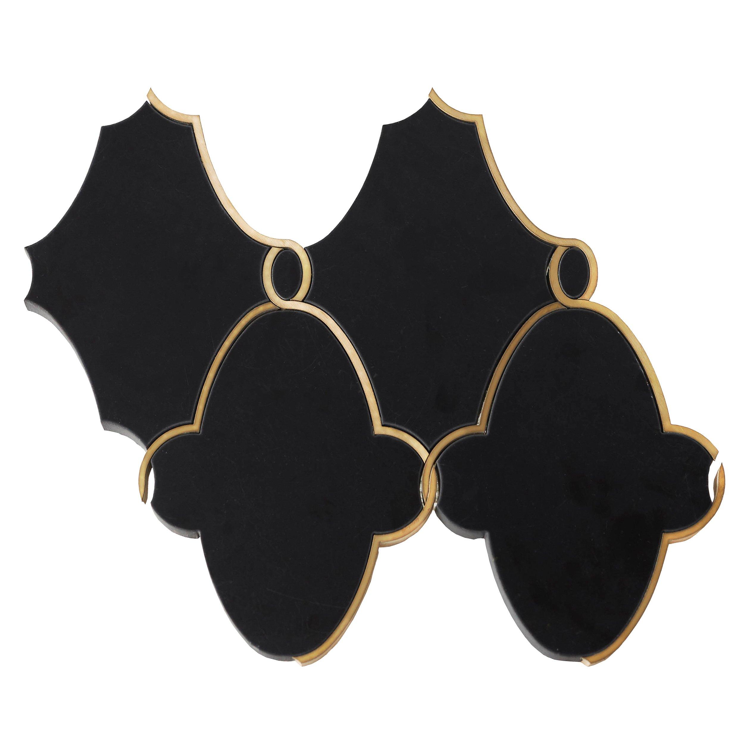 Gatsby II Black Jade and Brass Waterjet Marble Mosaic