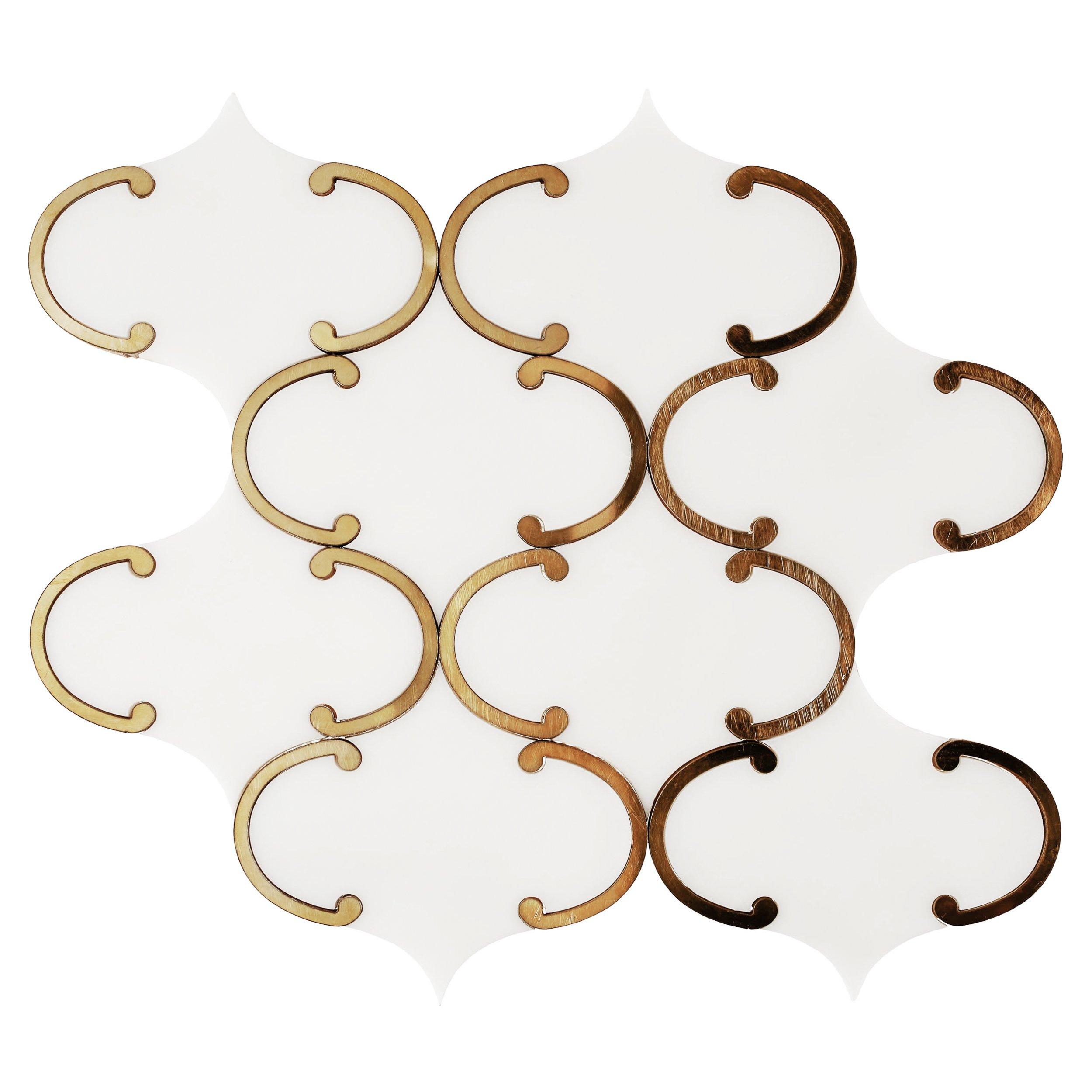 Dionysus Royal White Brass Waterjet Marble Mosaic