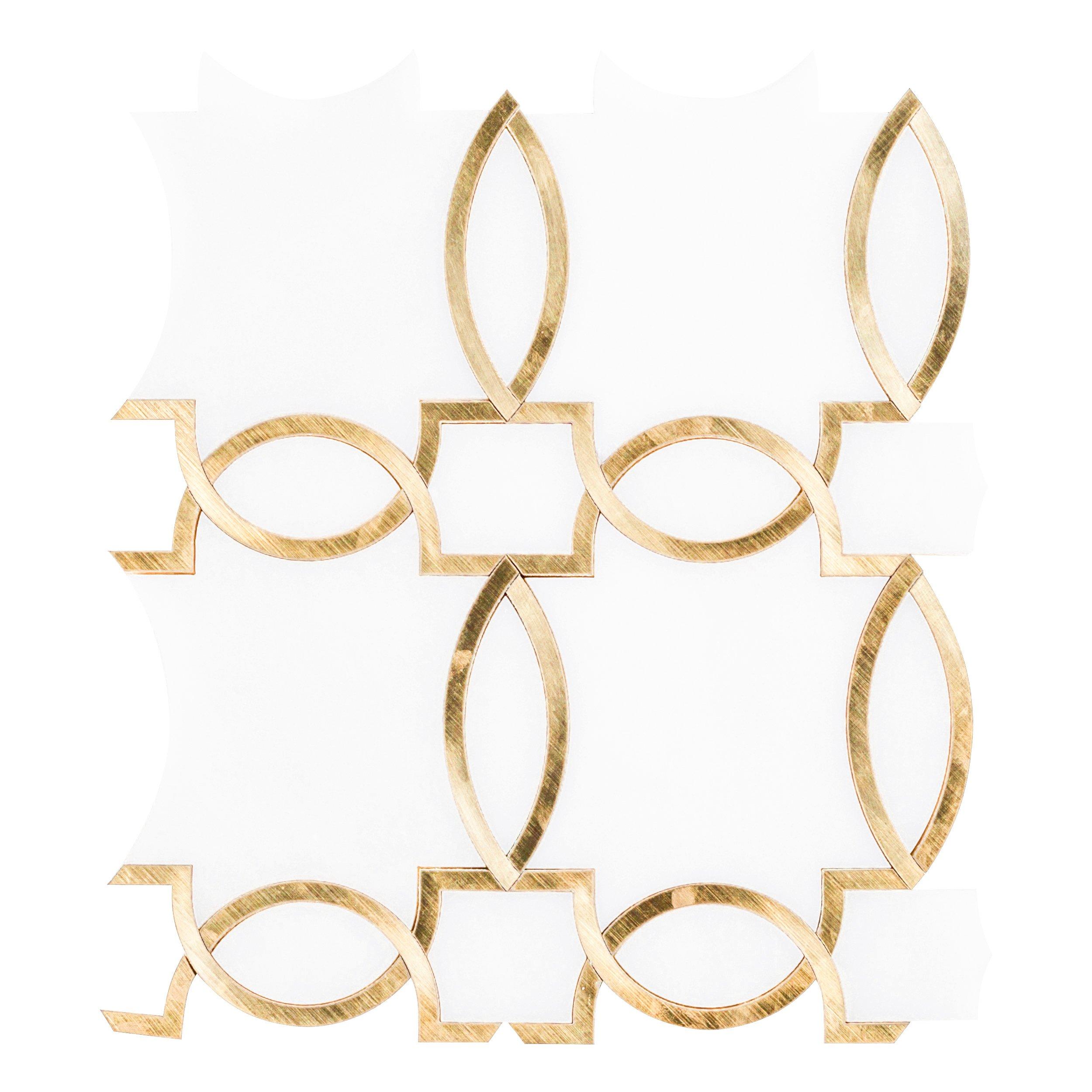 Phoenix II Royal White Brass Waterjet Marble Mosaic