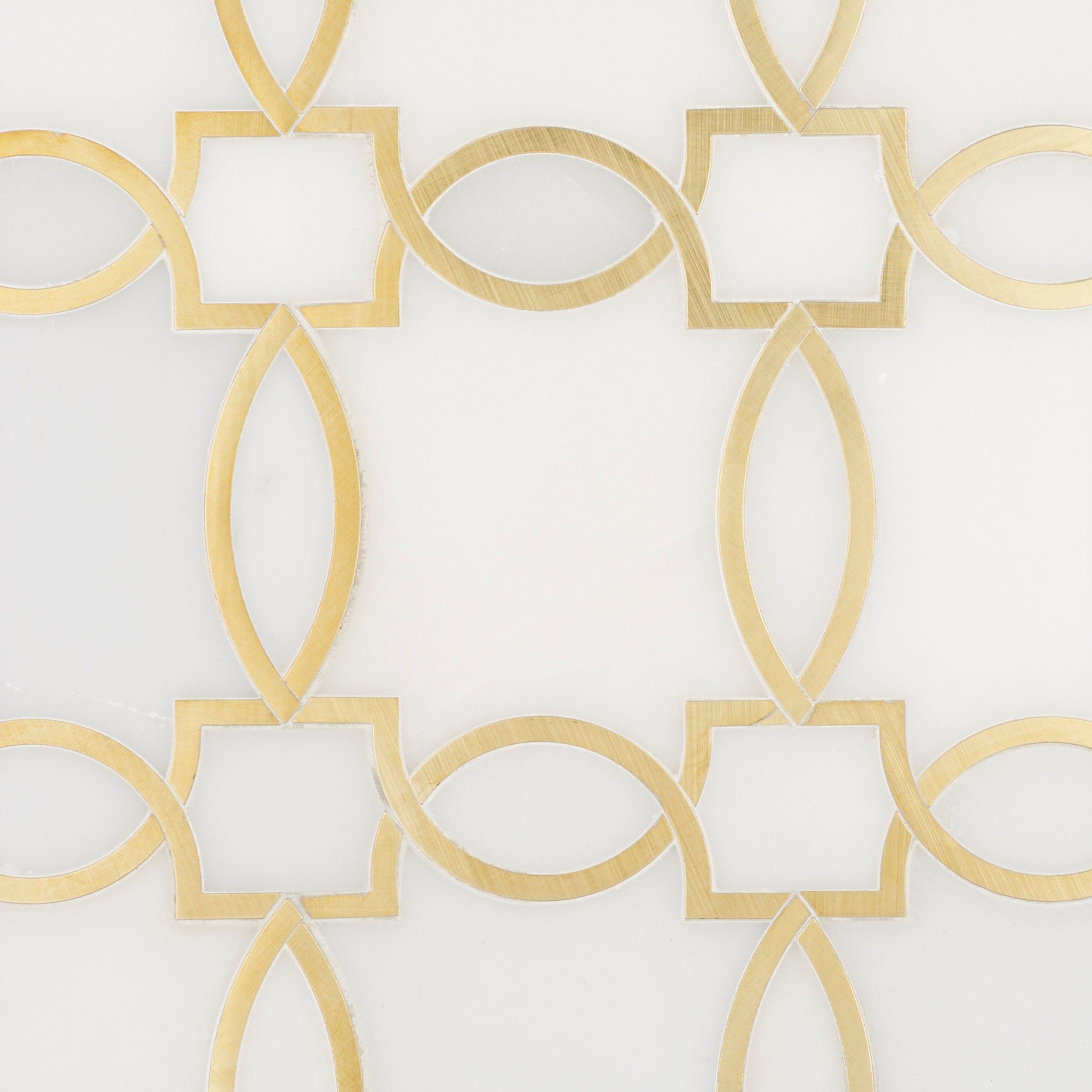Phoenix Royal White Brass Waterjet Marble Mosaic