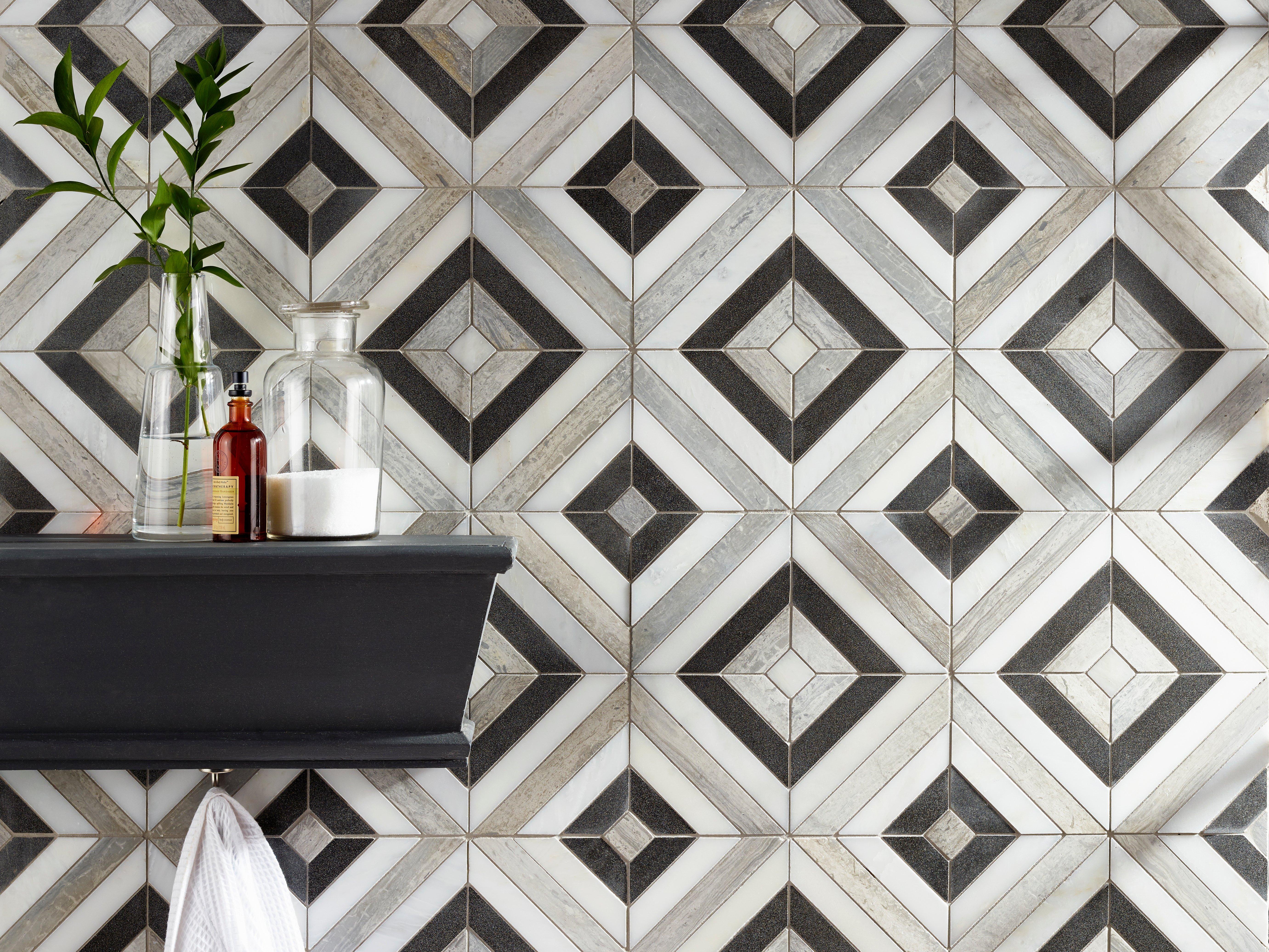 Prismatic II Carrara Blend Marble Mosaic