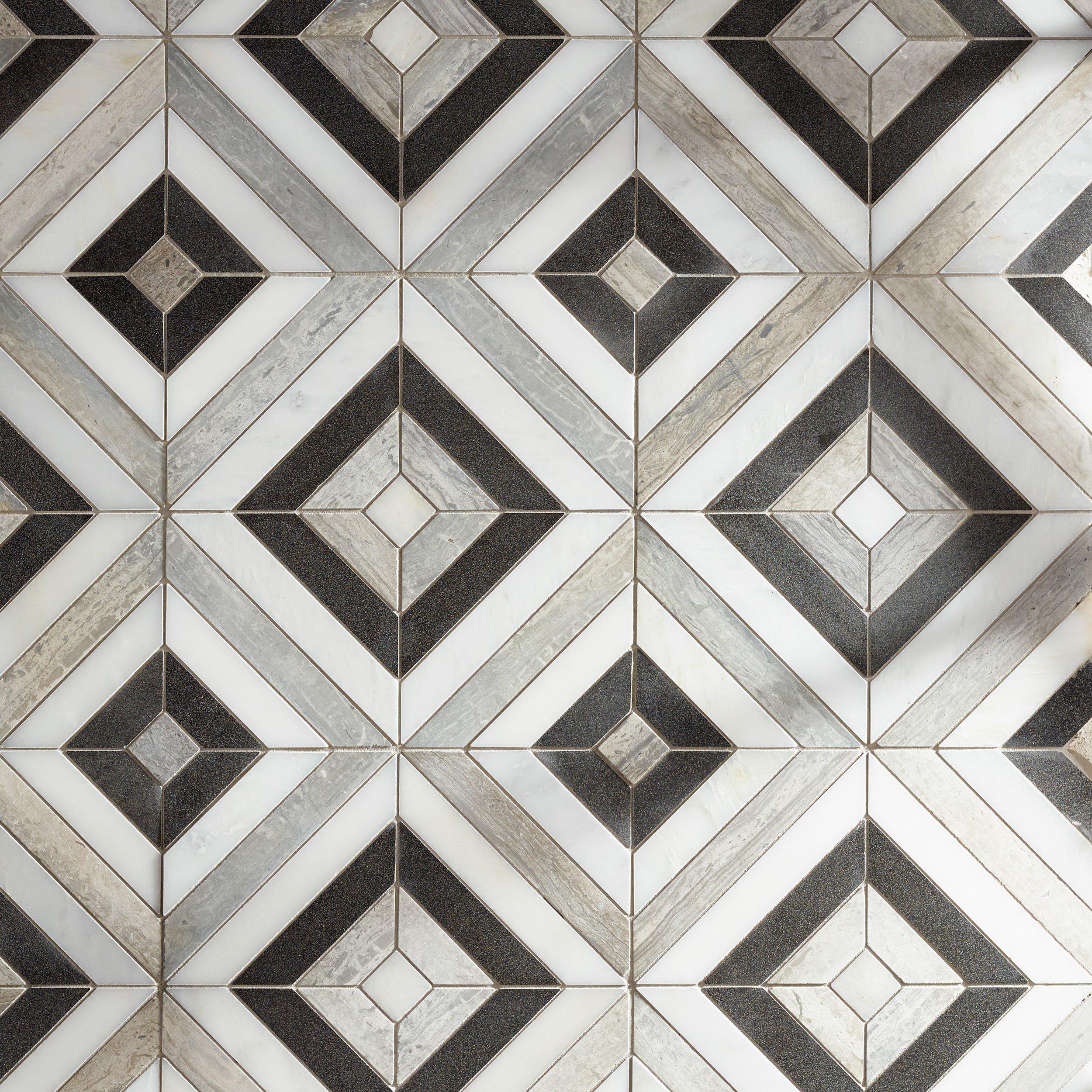 Prismatic Carrara Blend Polished Marble Mosaic