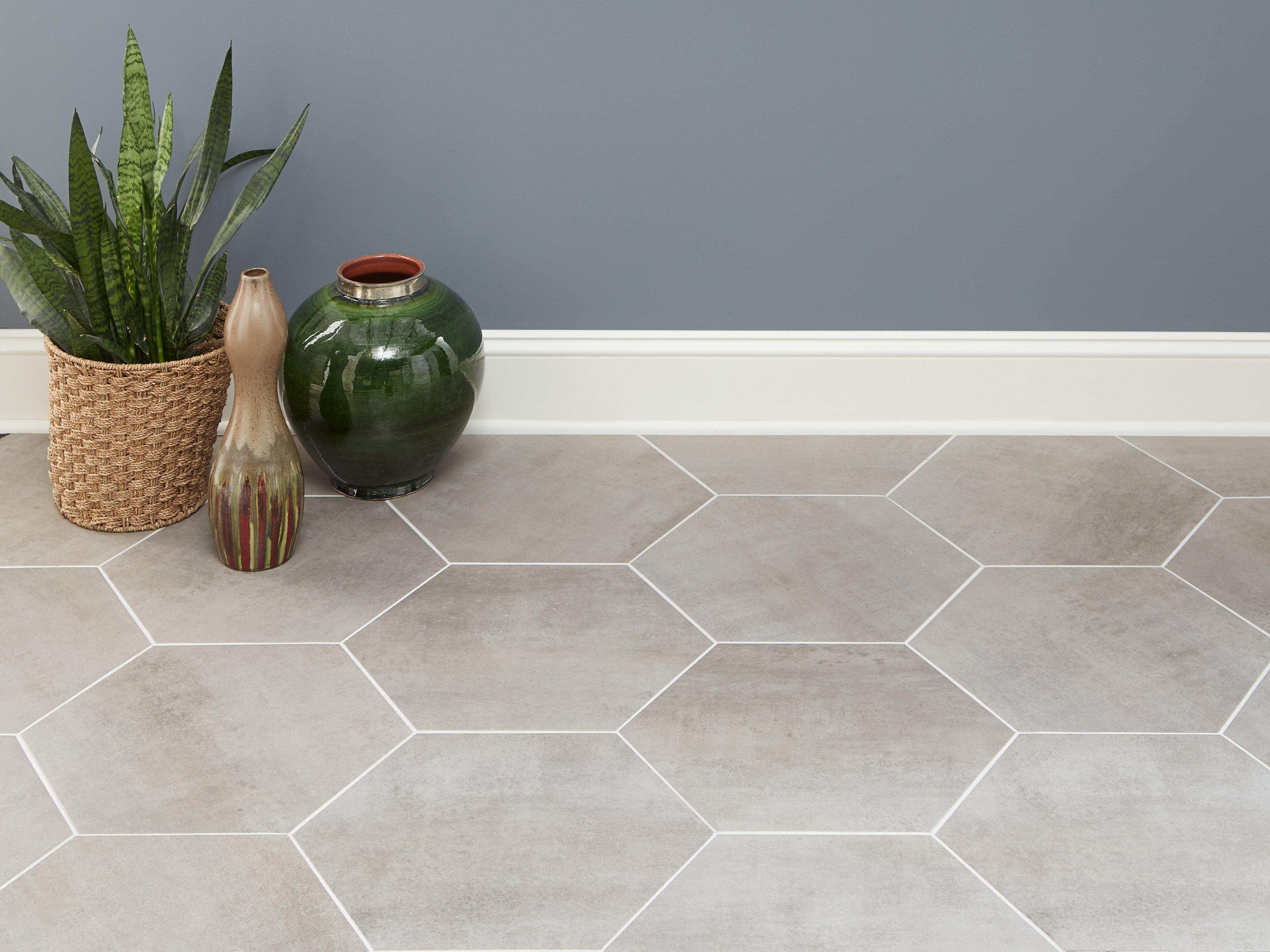 Gray hexagon 2024 floor tile