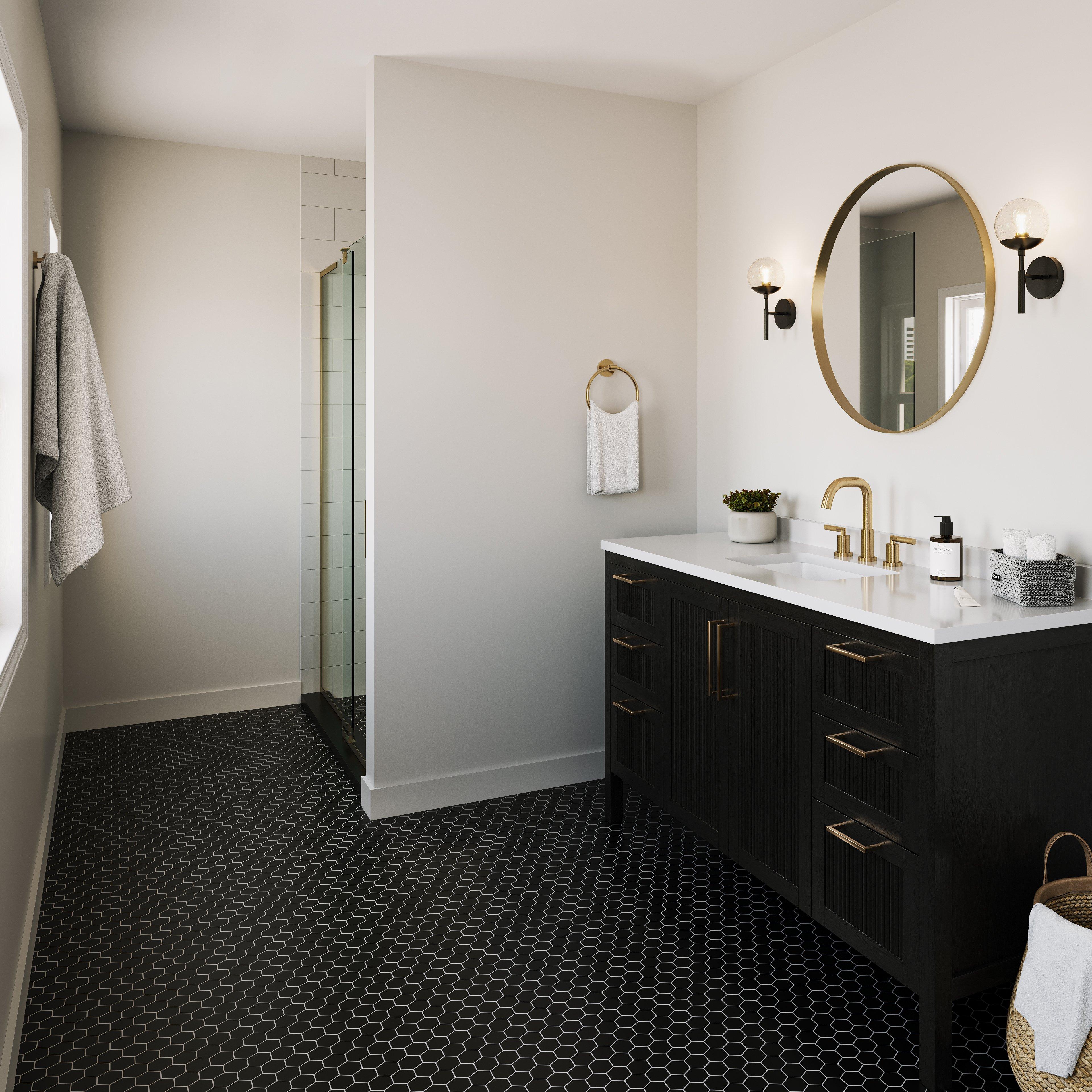 Black Matte Hexagon Porcelain Mosaic
