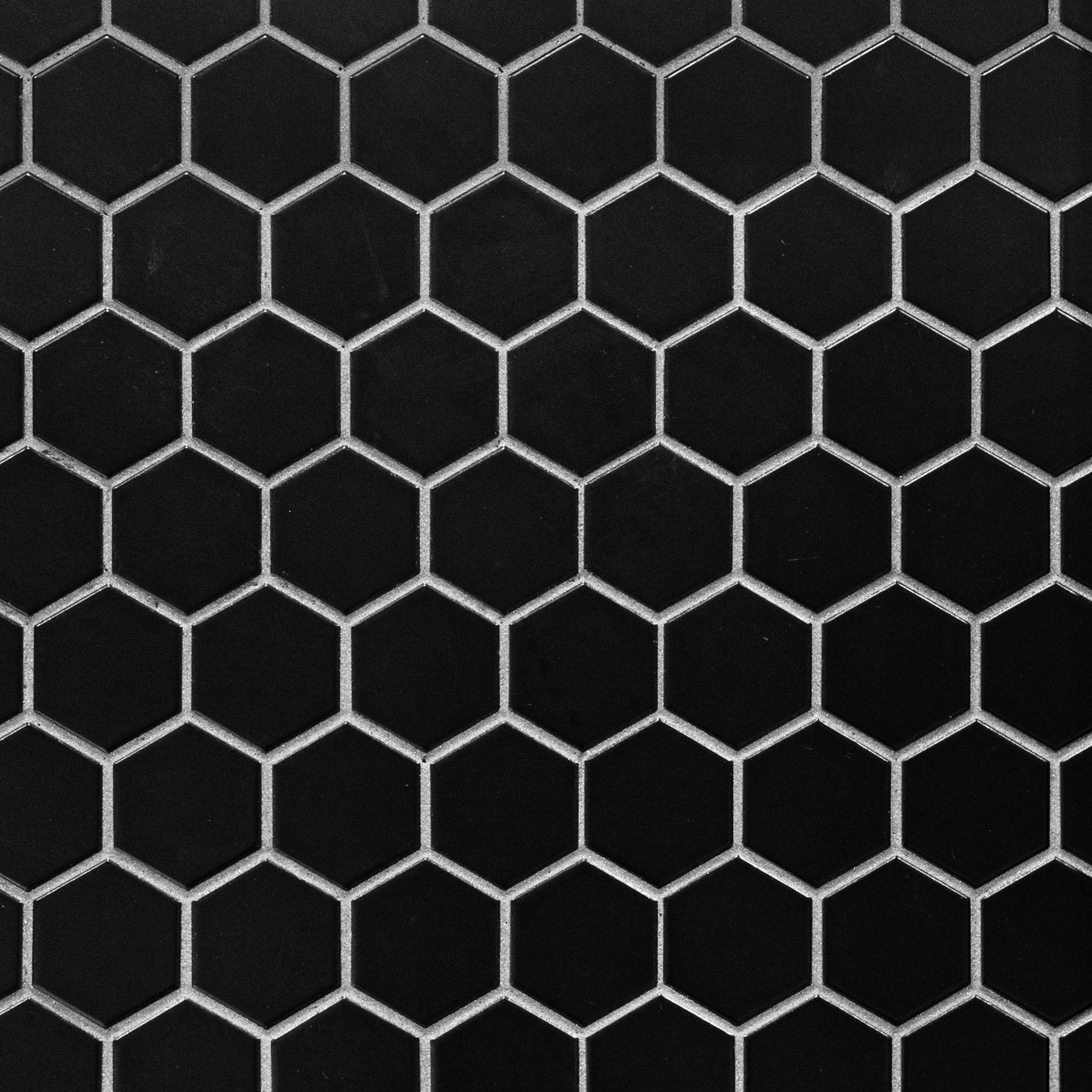 Black Matte 2 In Hexagon Porcelain Mosaic Tile Floor And Decor 7763