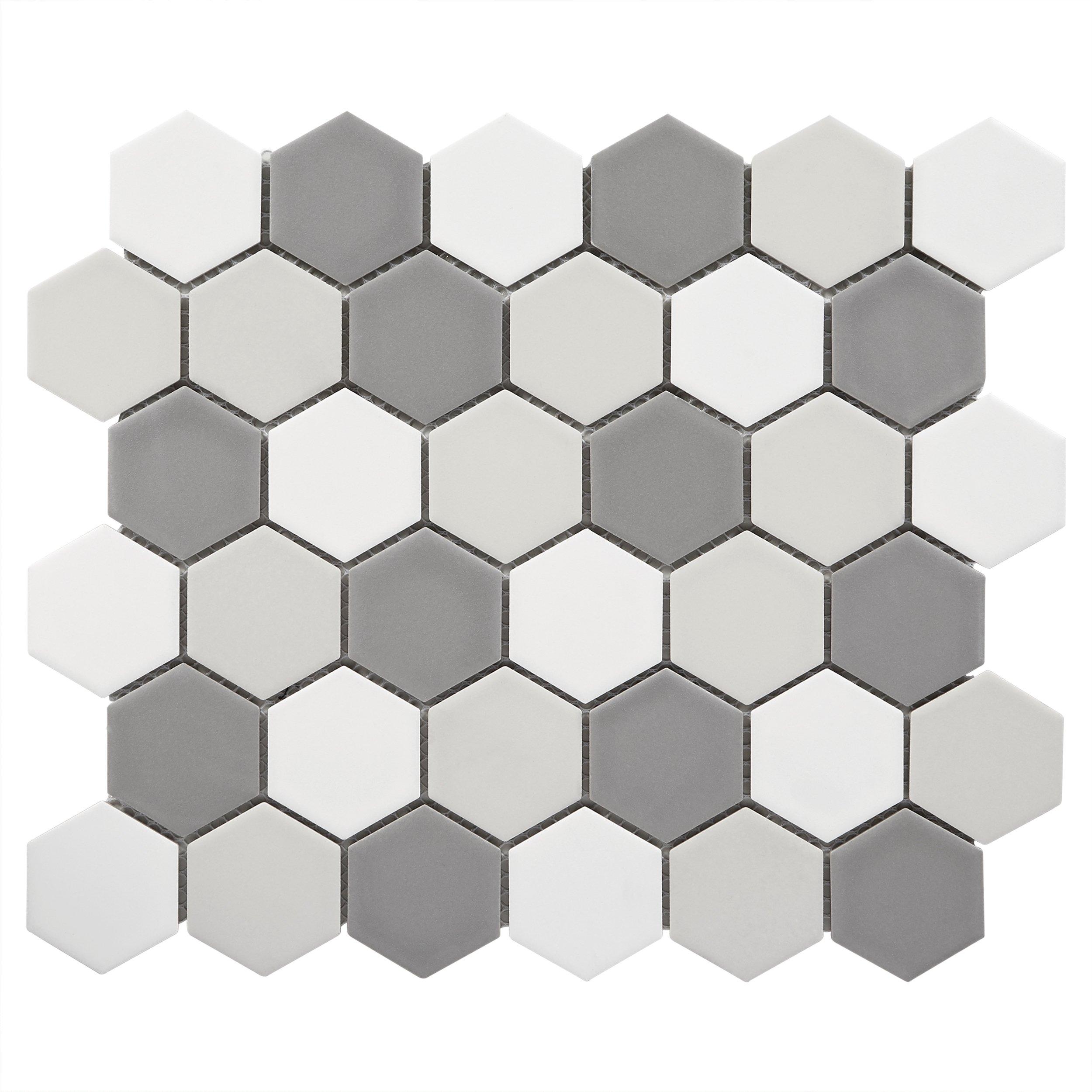 Festival Light Blend Matte 2 in. Hexagon Porcelain Mosaic