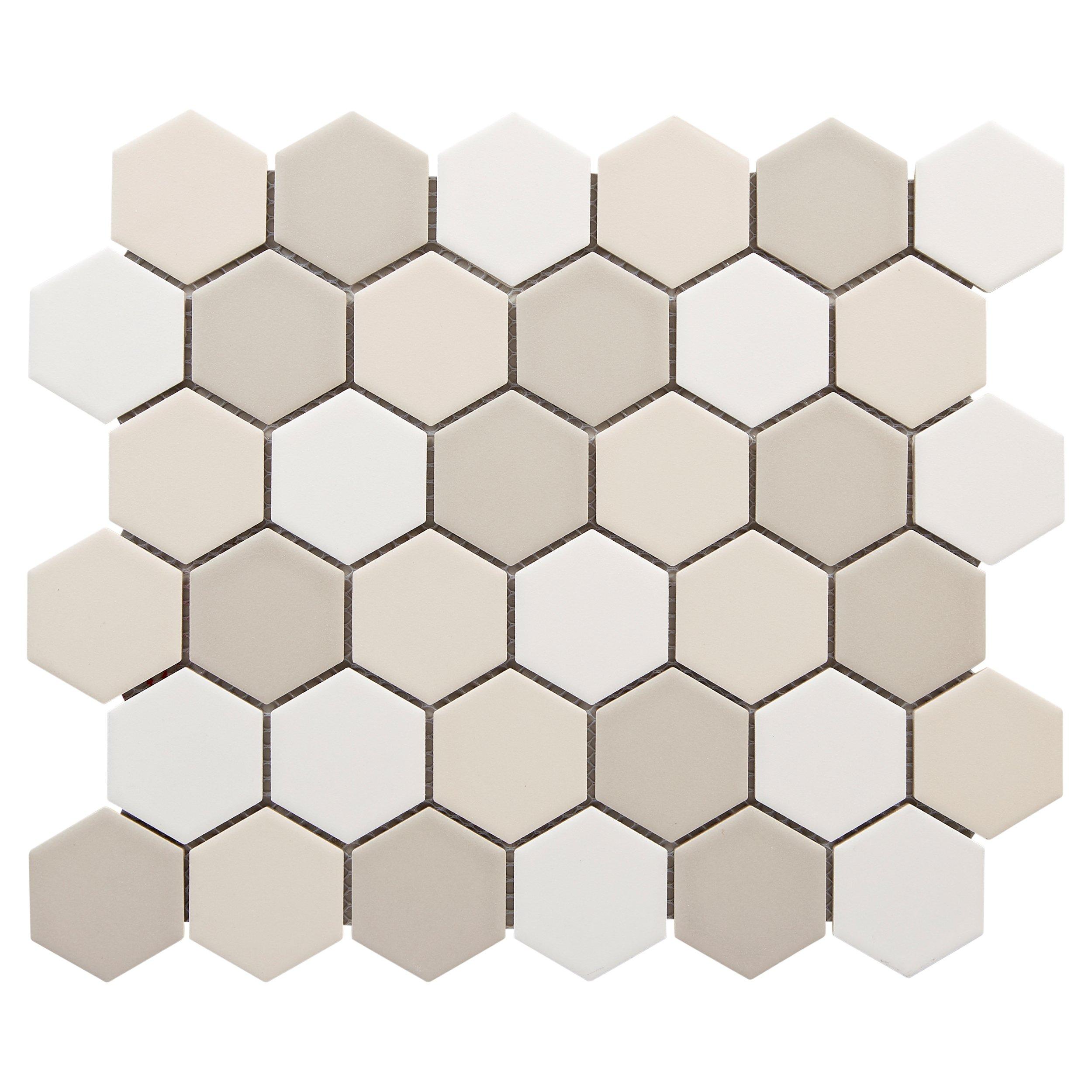 Creme Blend Matte 2 in. Hexagon Porcelain Tile
