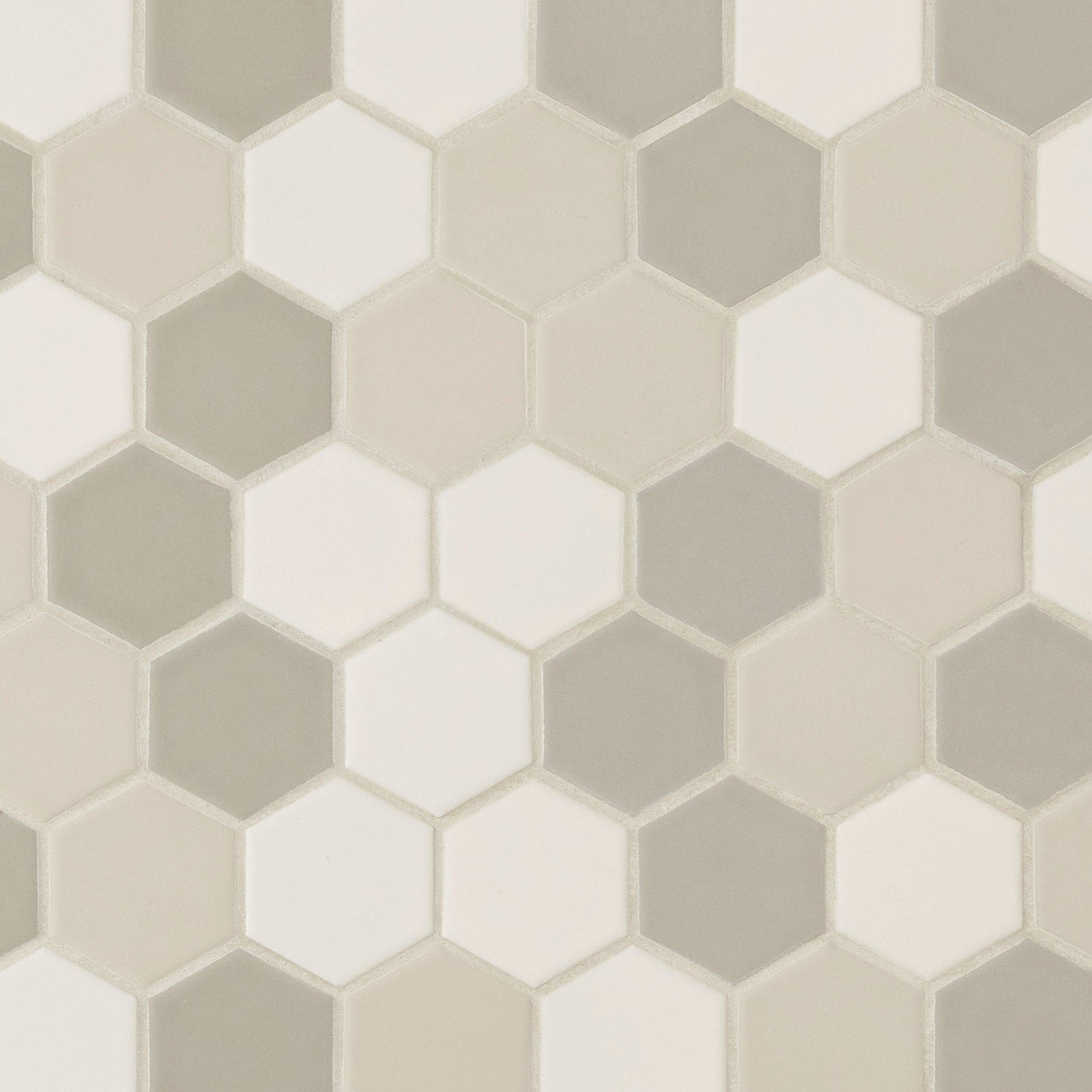 Creme Blend Matte 2 in. Hexagon Porcelain Tile