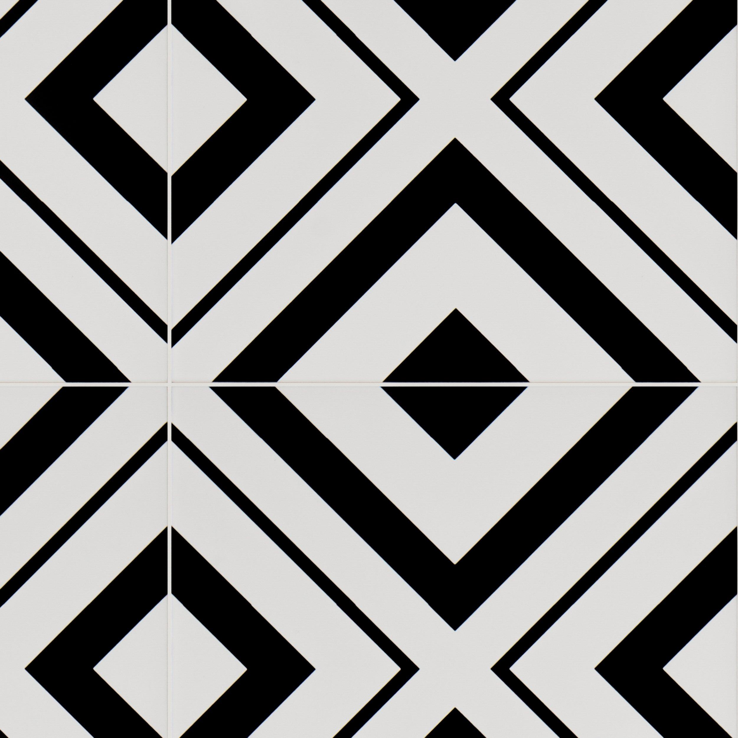 Haus Black White Porcelain Tile Floor, Black White Tiles