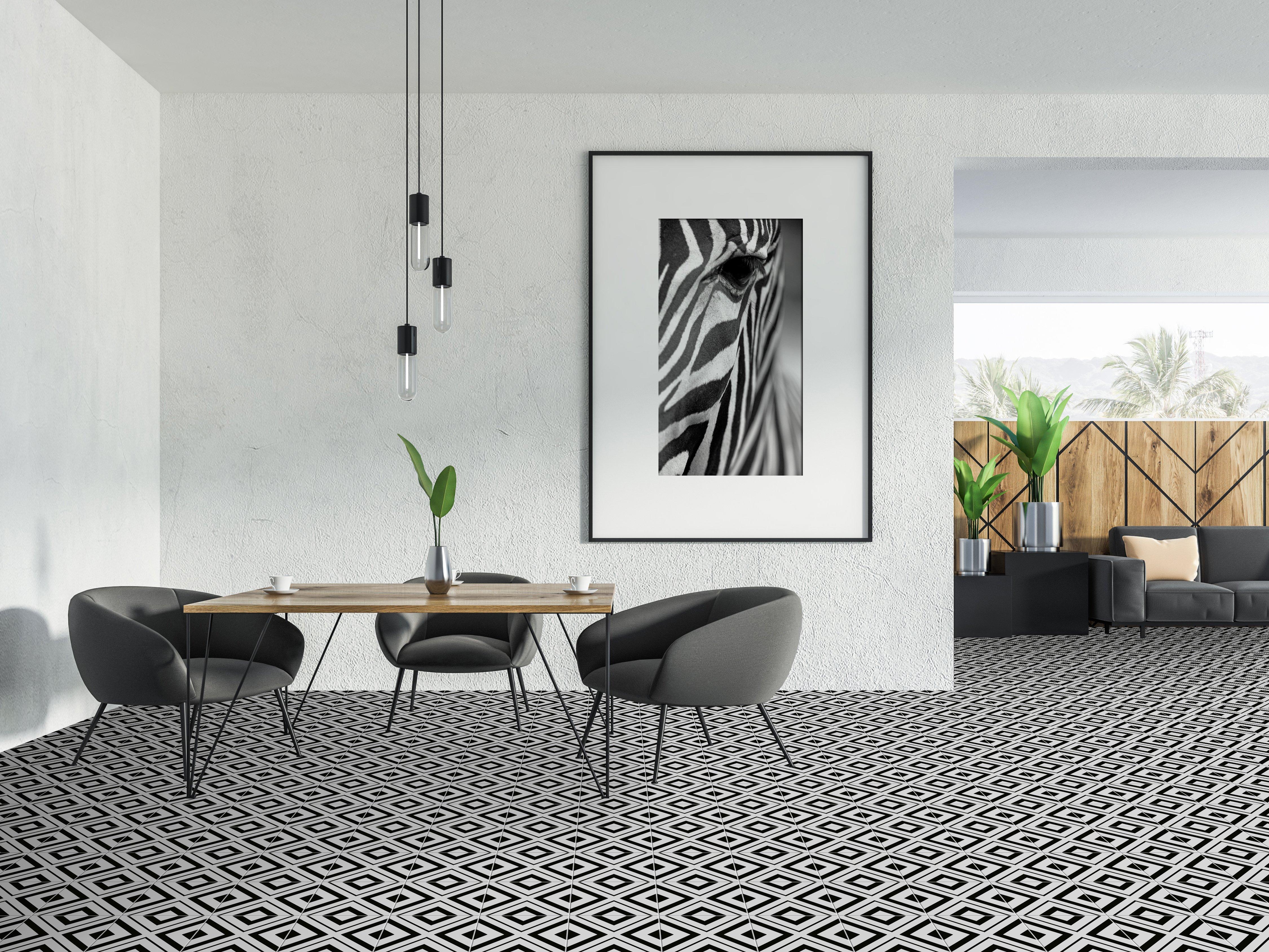 Haus Black White Porcelain Tile