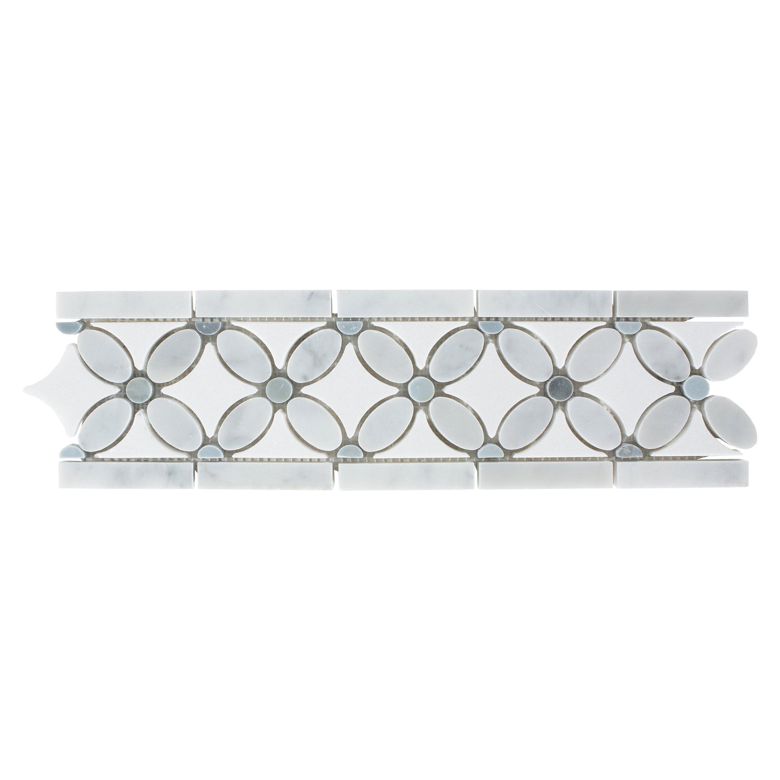 Carrara Floral Polished Marble Border