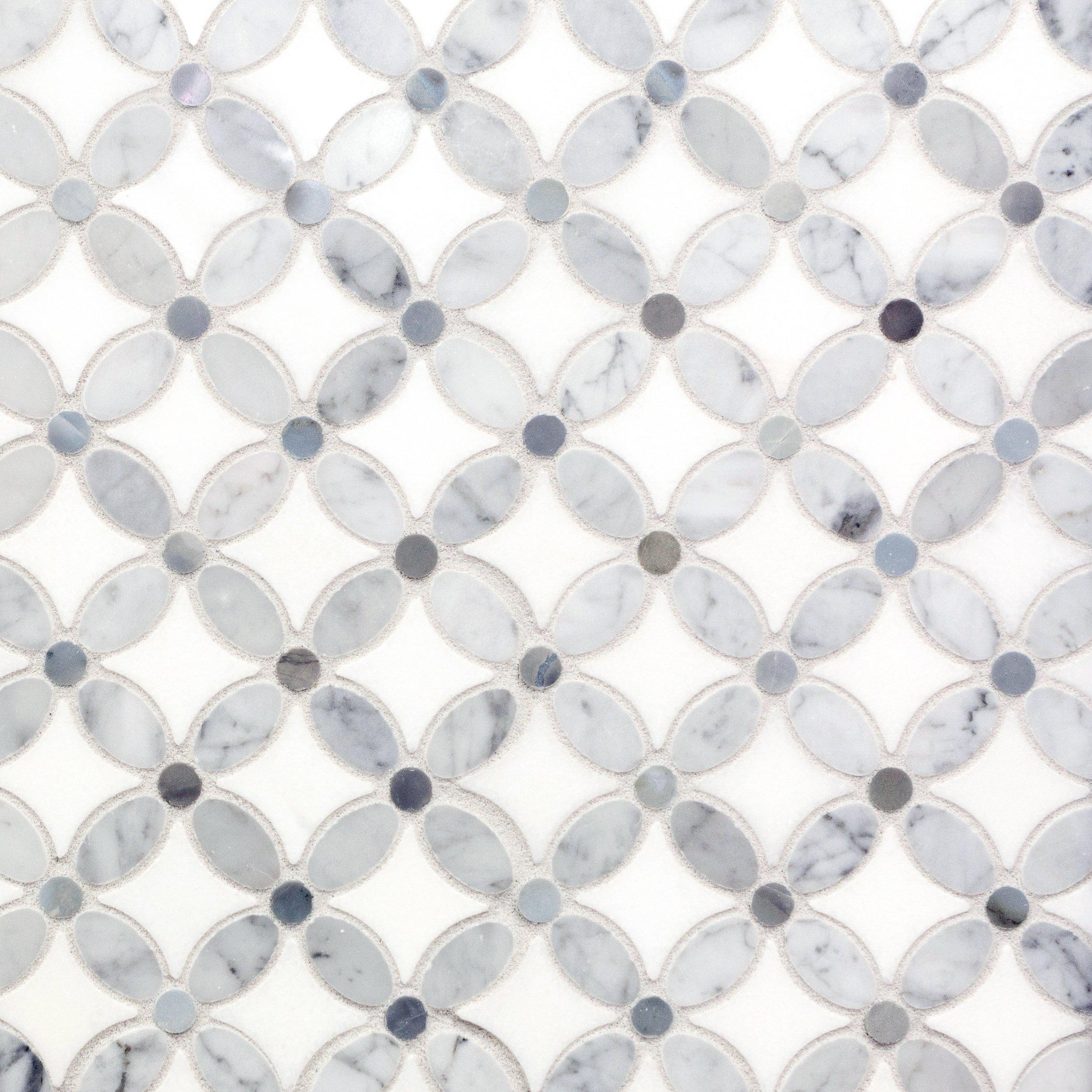 Nova Basket Bianco Carrara & Thassos Marble Mosaic Tile