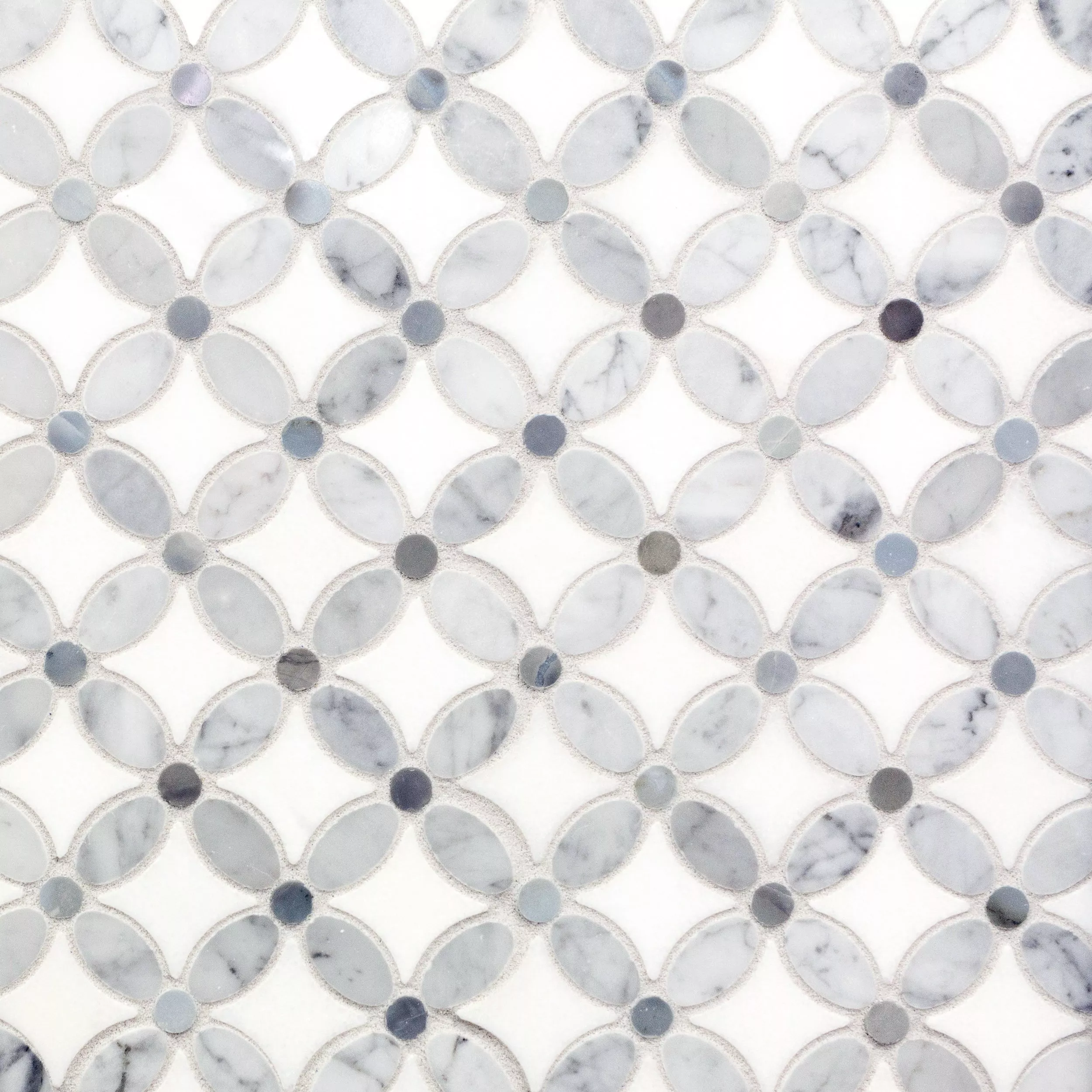 Bianco Carrara Thassos Moonstone Flower II Marble Mosaic