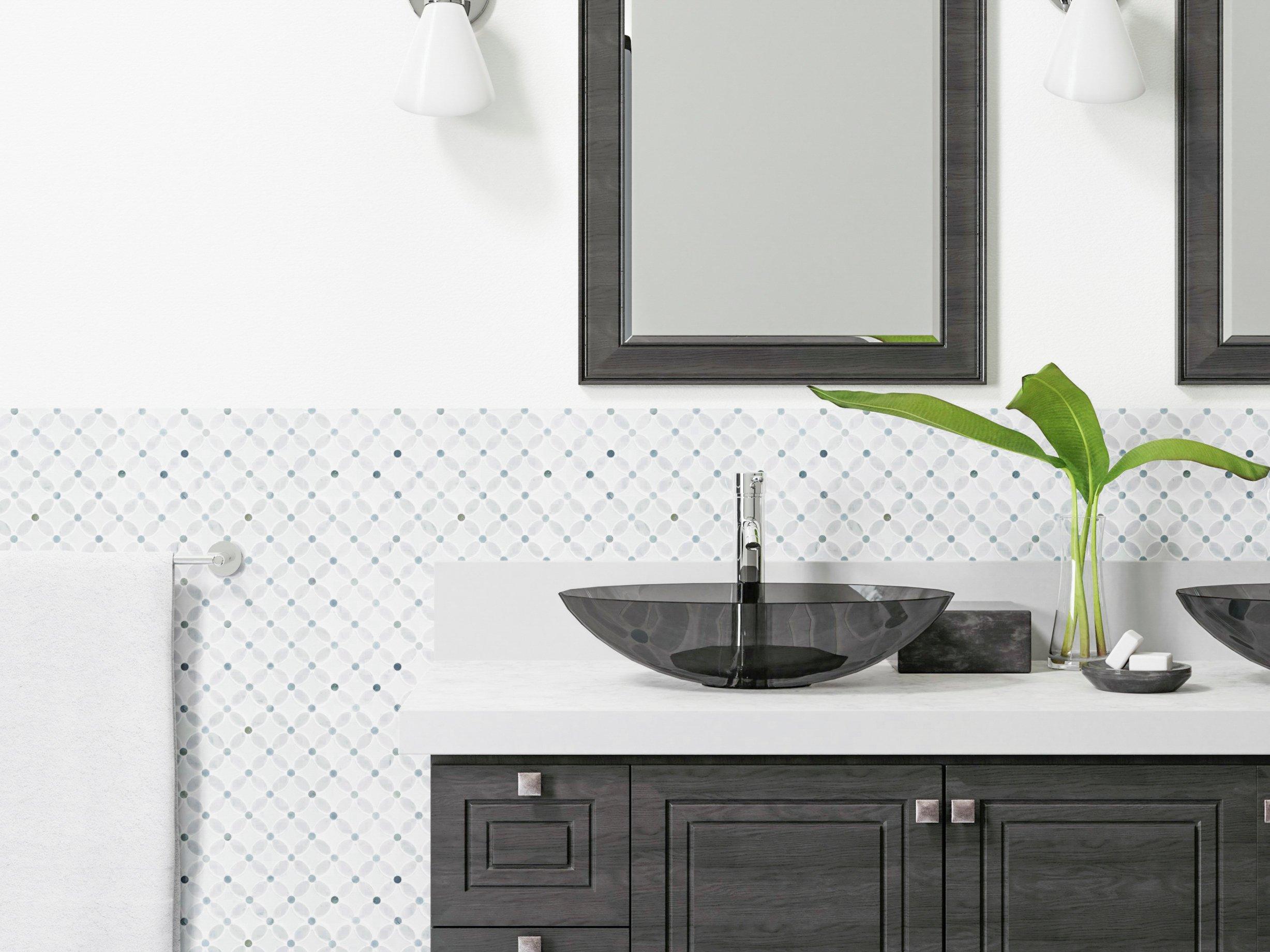 Nova Basket Bianco Carrara & Thassos Marble Mosaic Tile