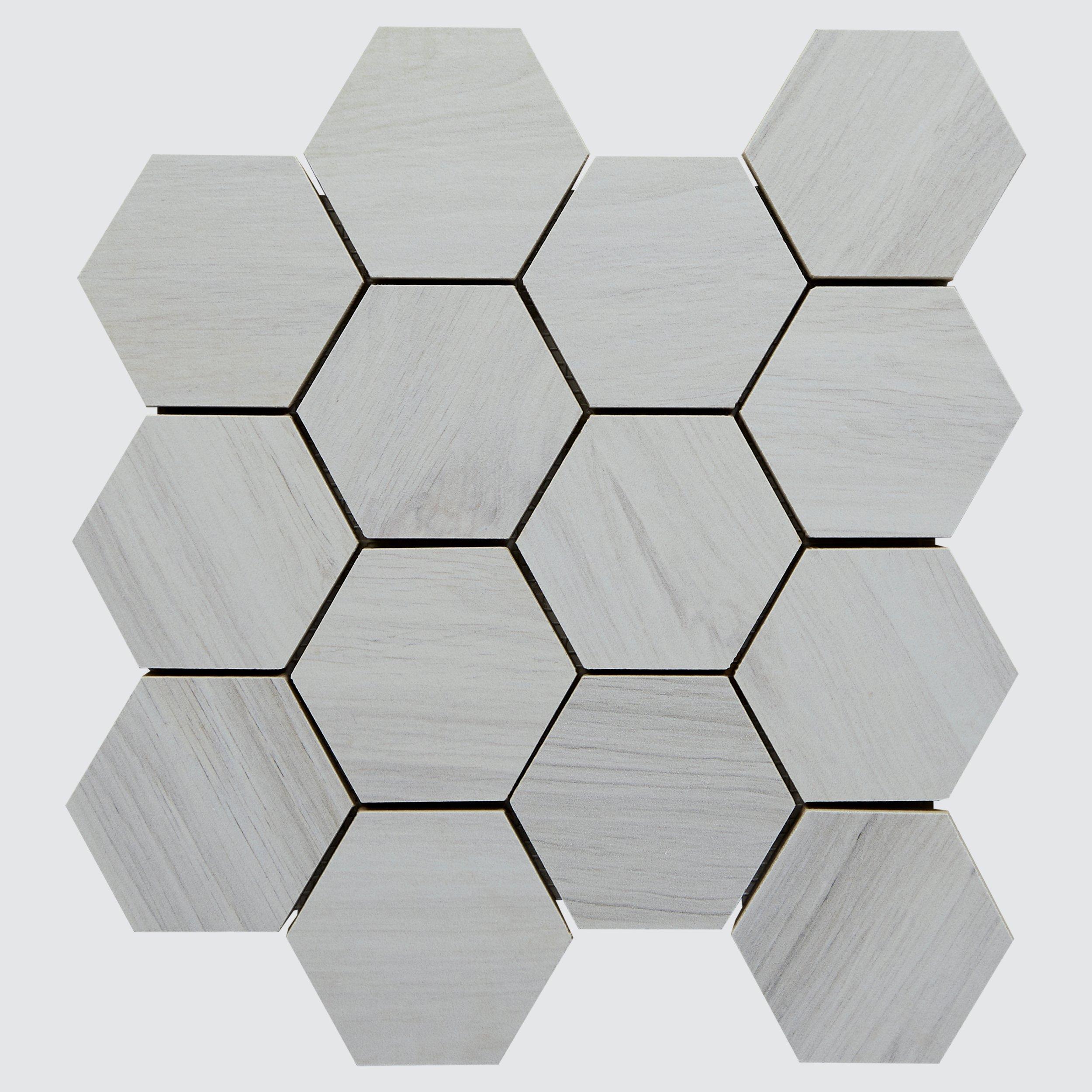 Woodville White Hexagon Matte Porcelain Mosaic