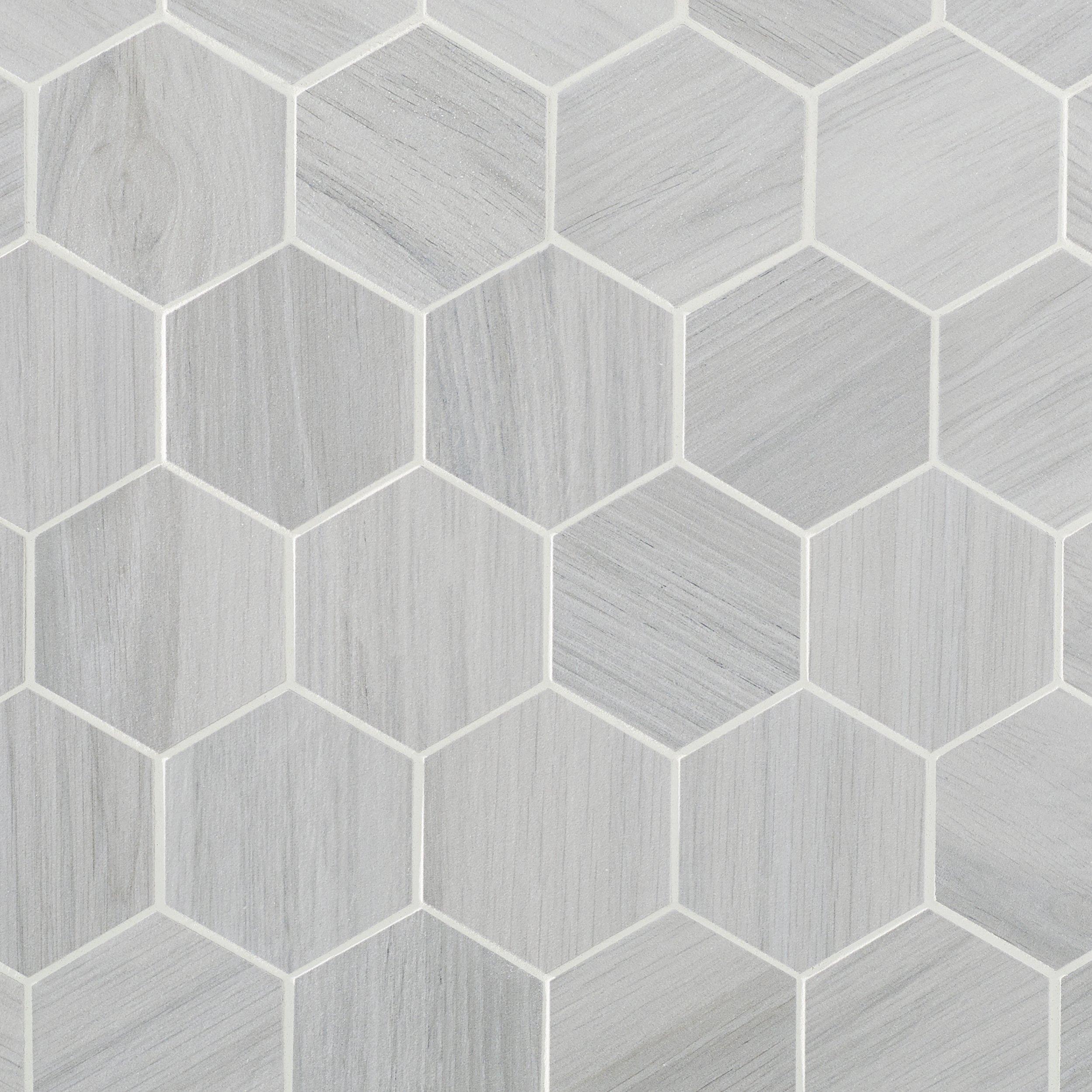 Woodville White Hexagon Matte Porcelain Mosaic