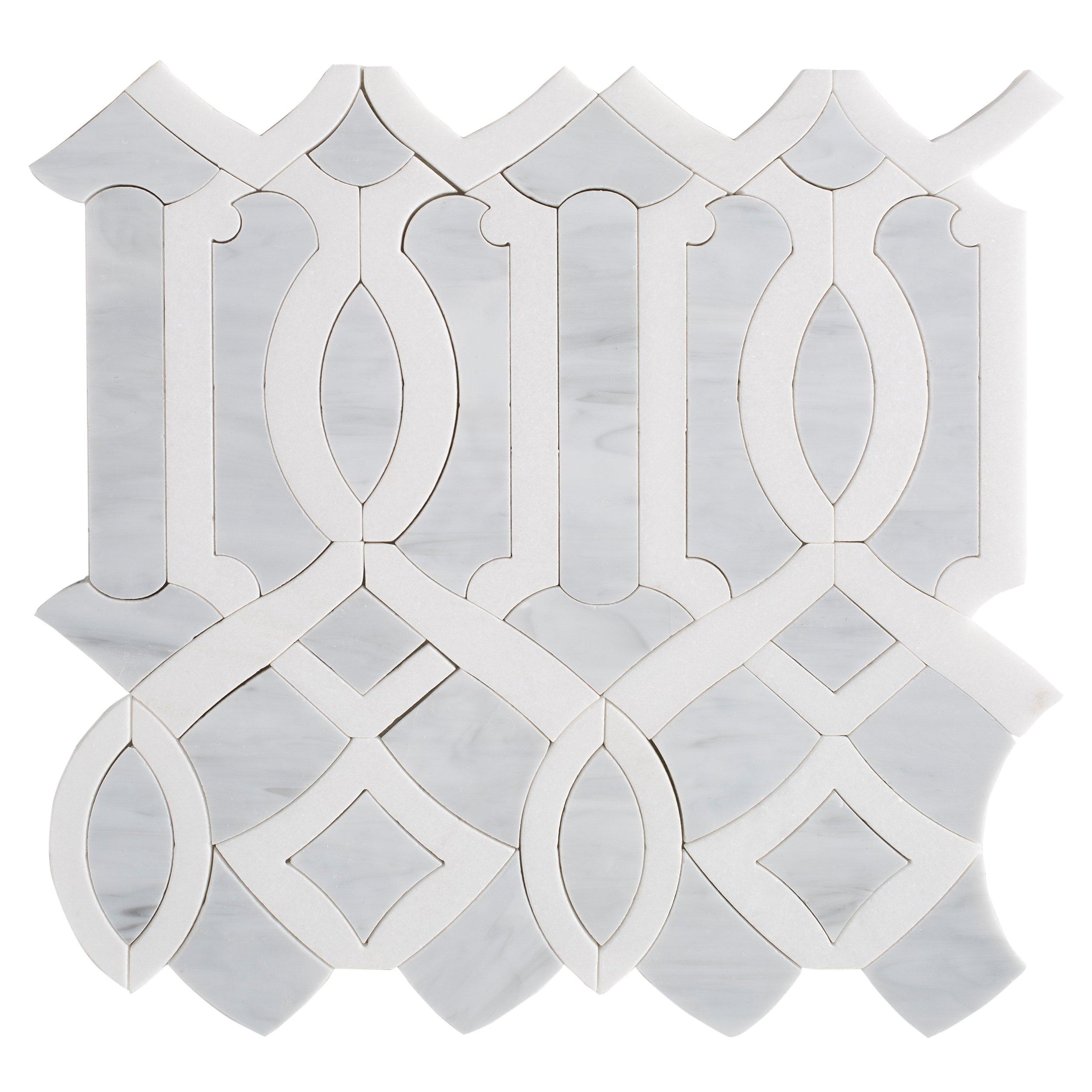 Caterina Thassos Art Glass Waterjet Marble Mosaic