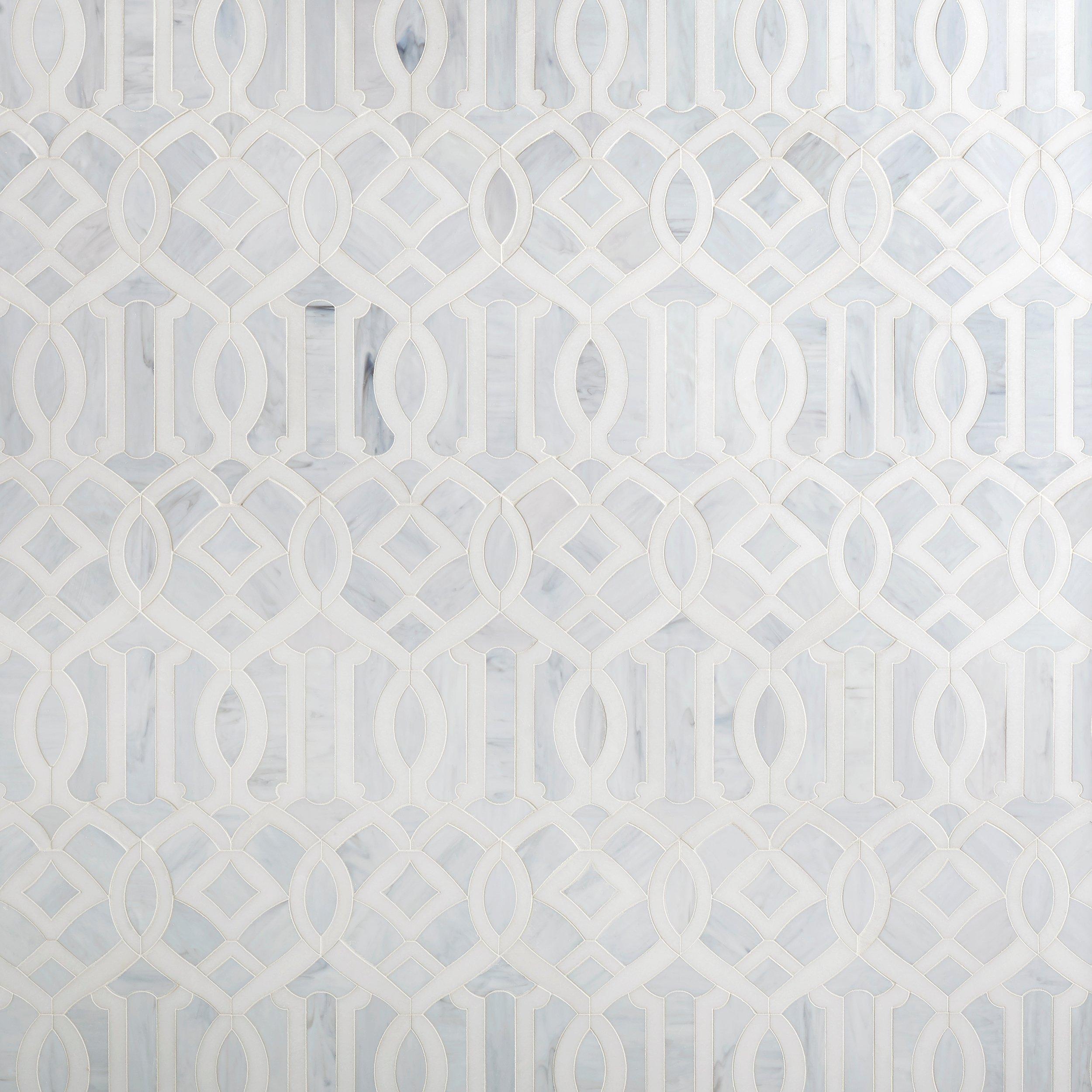 Caterina Thassos Art Glass Waterjet Marble Mosaic