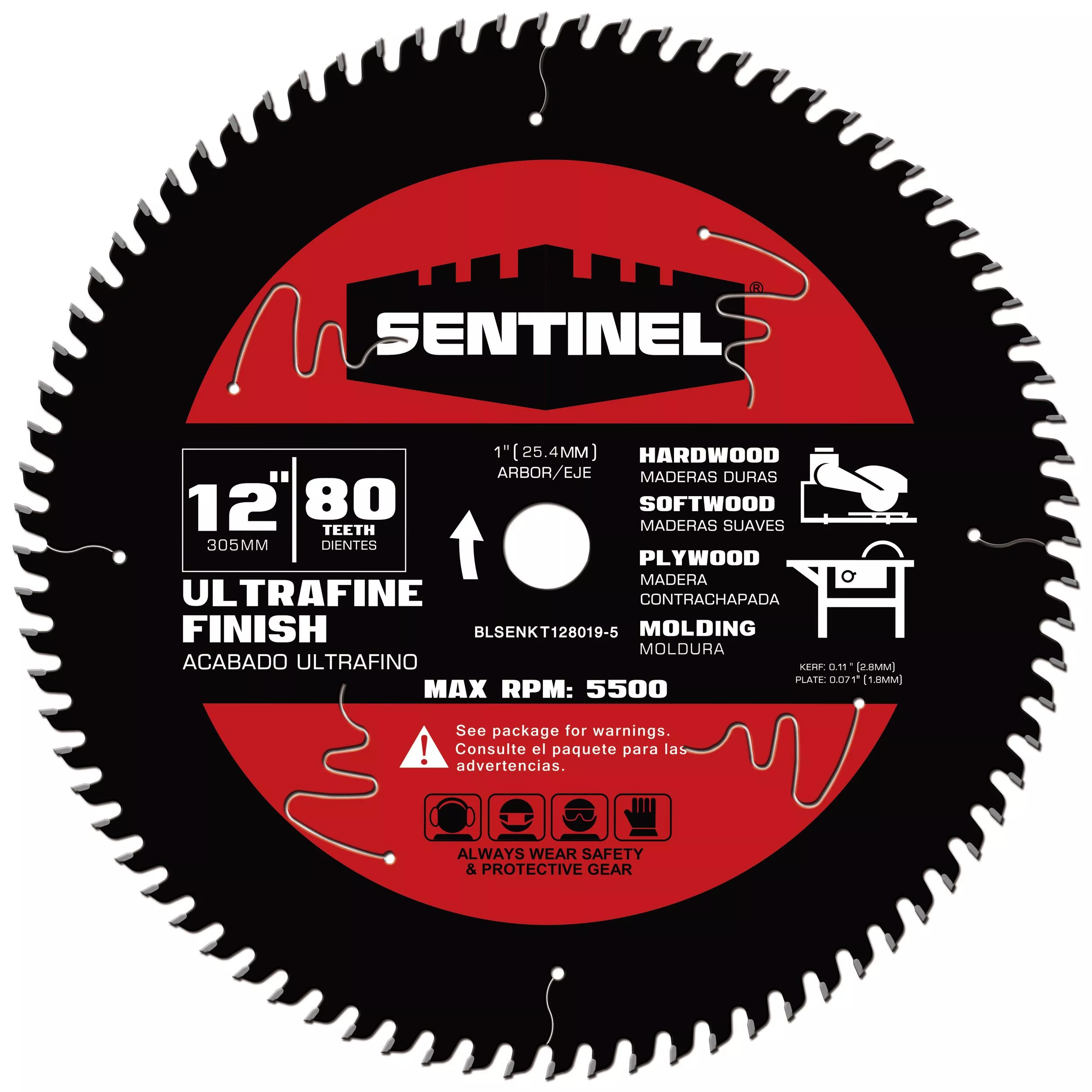 Sentinel 12in. 80T Wood Blade
