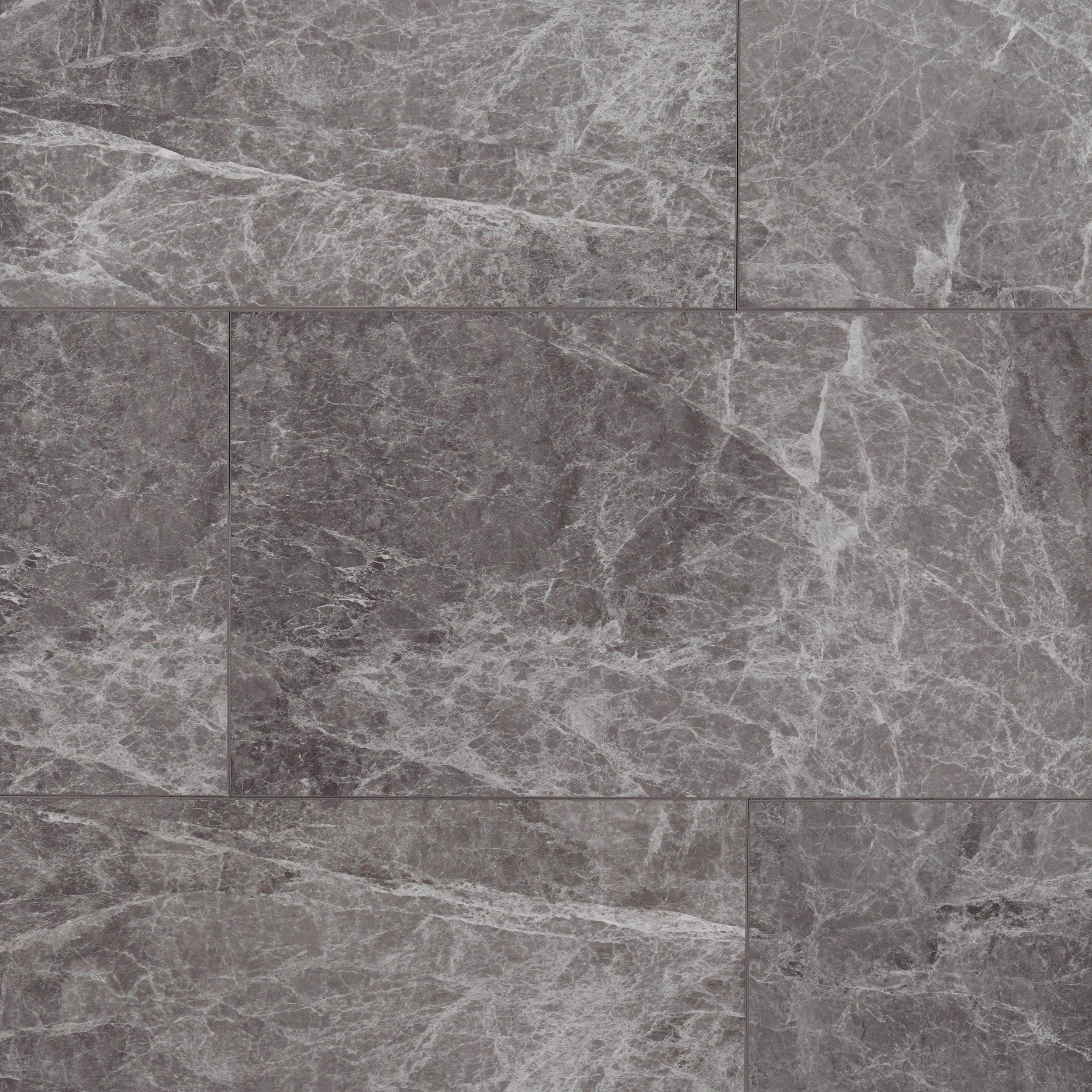 Stone Grey Marble Rigid Core Luxury Vinyl Tile - Foam Back