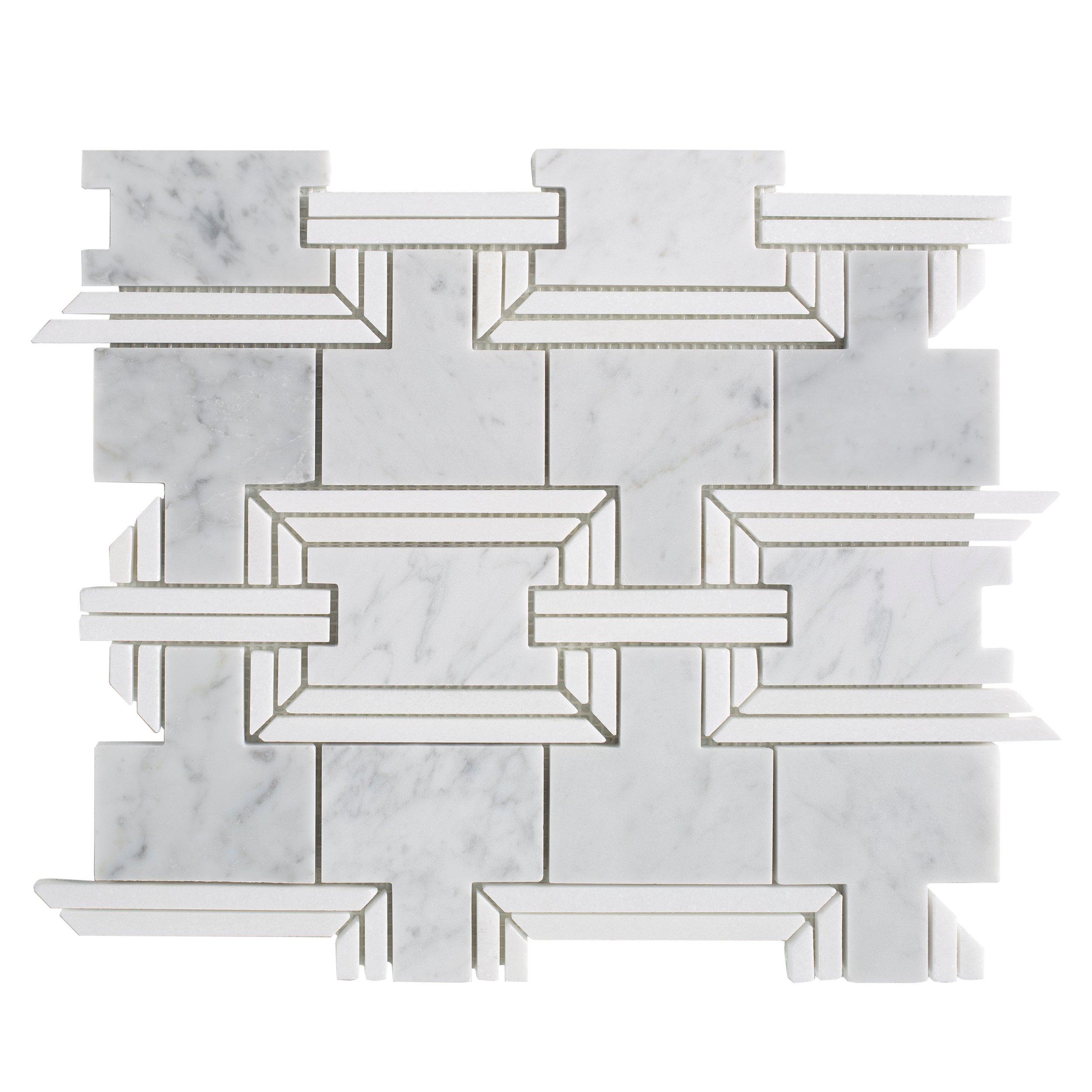 Ansel Thassos Bianco Carrara Waterjet Marble Mosaic
