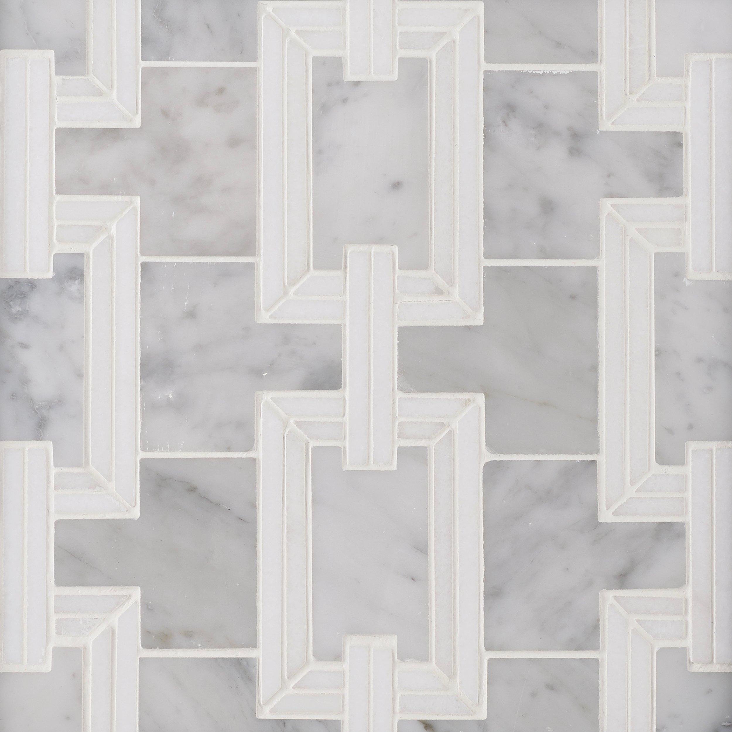 Ansel Thassos Bianco Carrara Waterjet Marble Mosaic