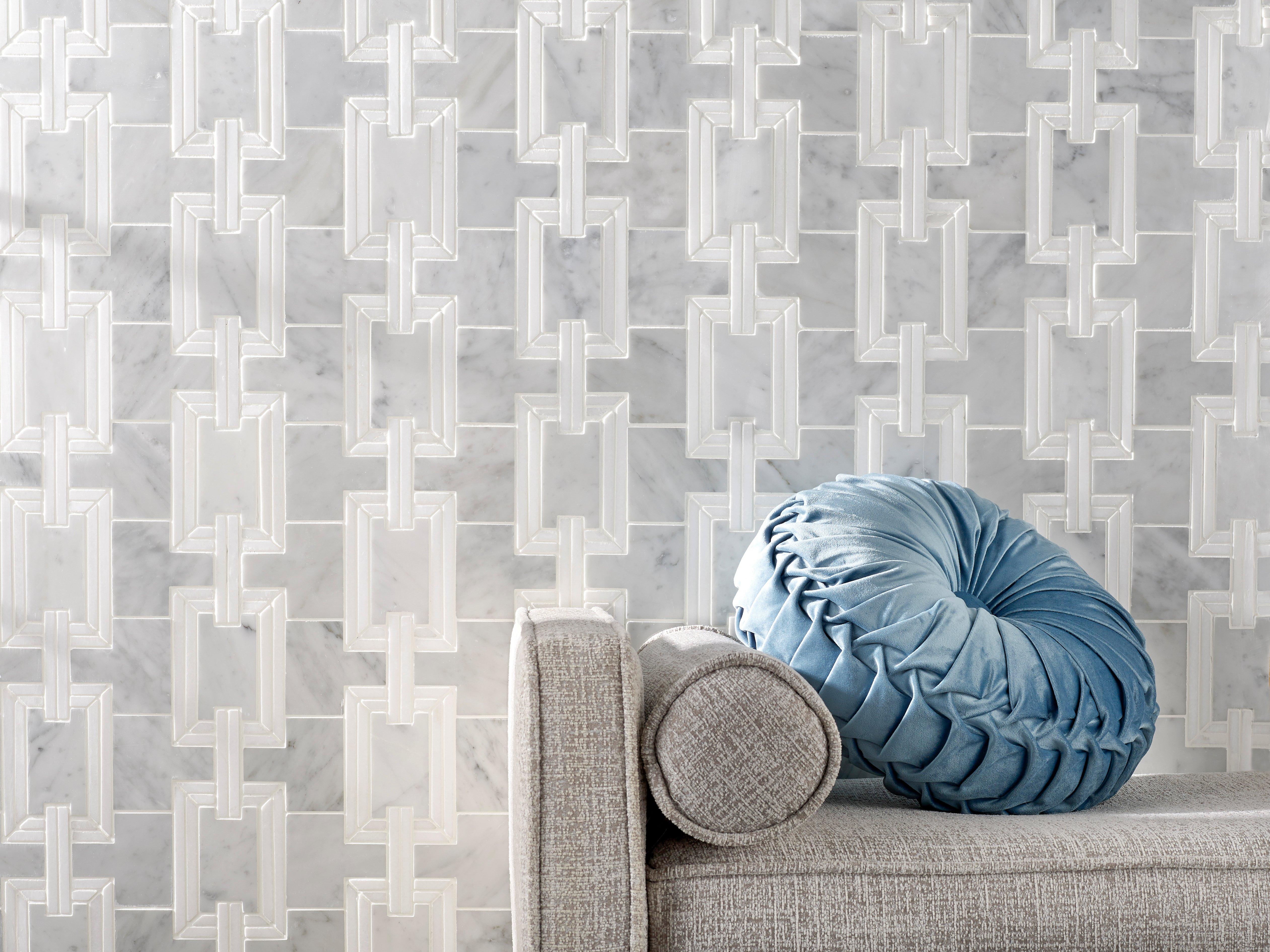 Ansel Thassos Bianco Carrara Waterjet Marble Mosaic