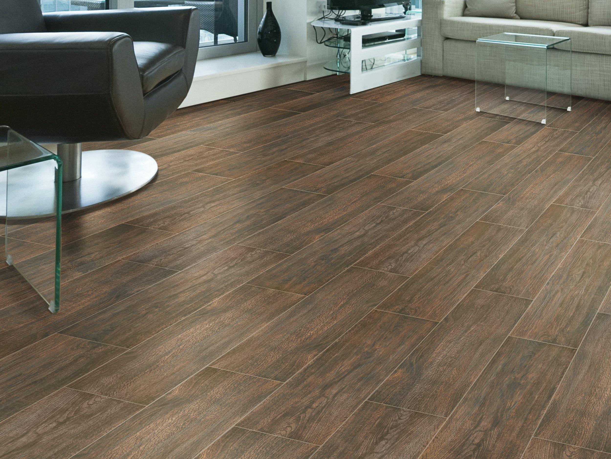 Burton Walnut III Wood Plank Porcelain Tile Brown Tile Floor