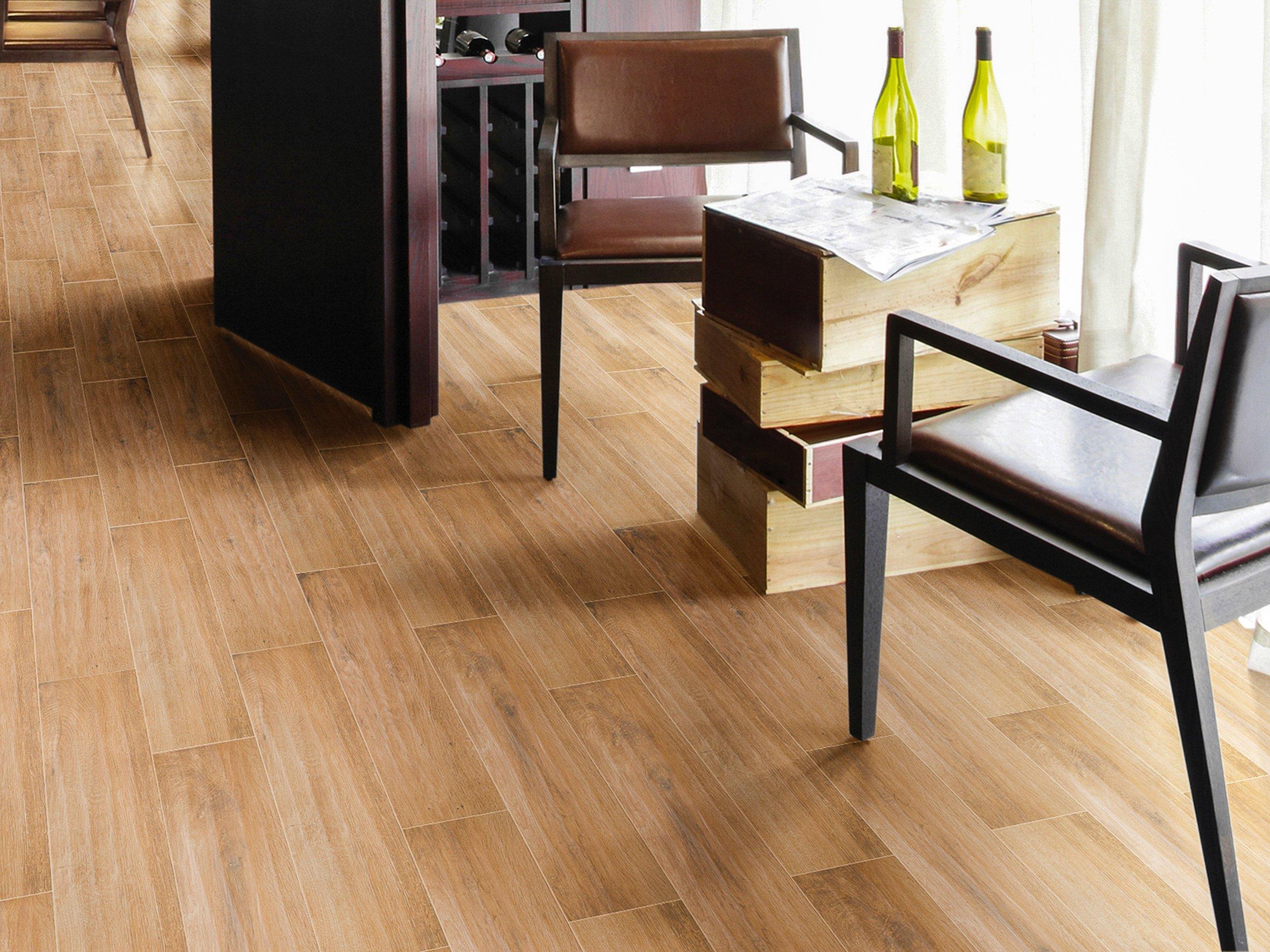 Burton Oak III Wood Plank Porcelain Tile Brown Tile Floor and