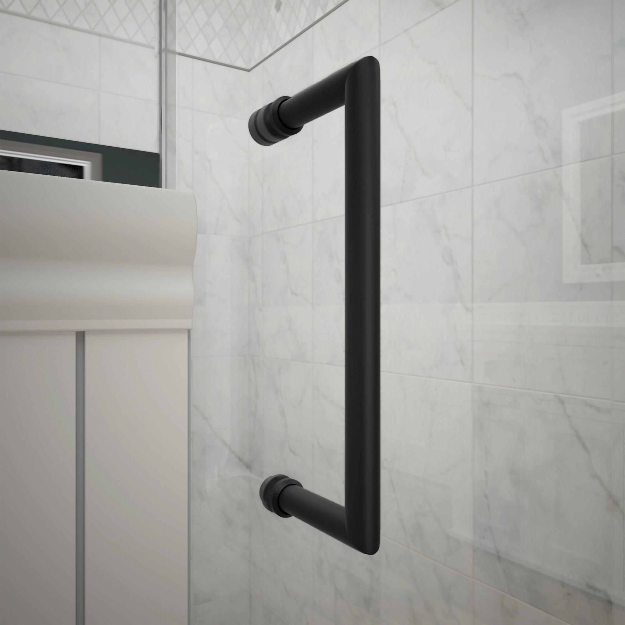 Unidoor Toulon Satin Black Frameless Hinged Shower Door