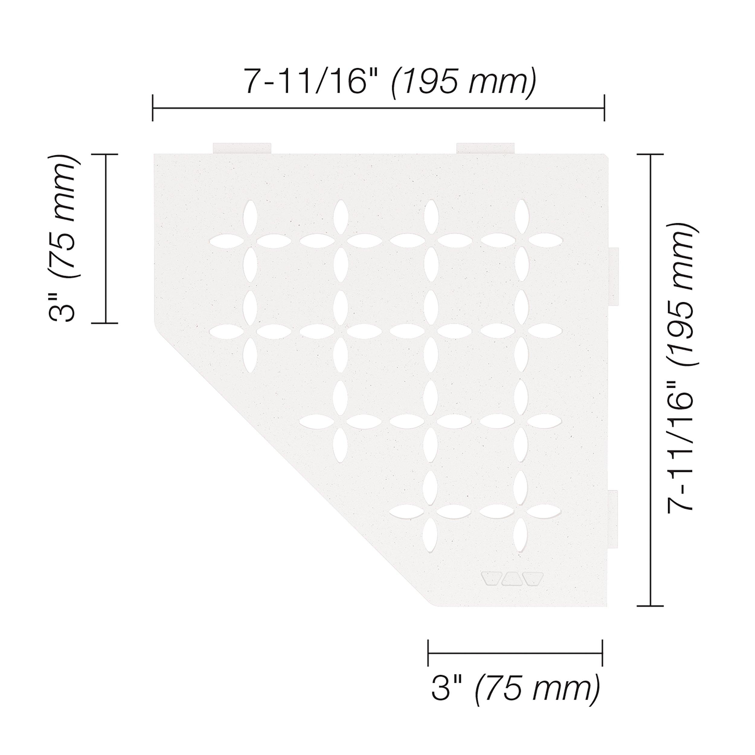 Schluter Shelf Pentagonal Corner Floral Matte White