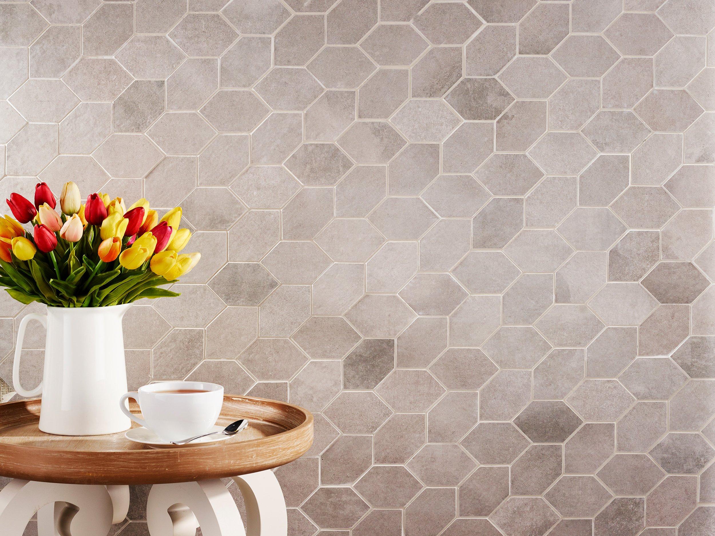 District Gray Leaf Porcelain Mosaic